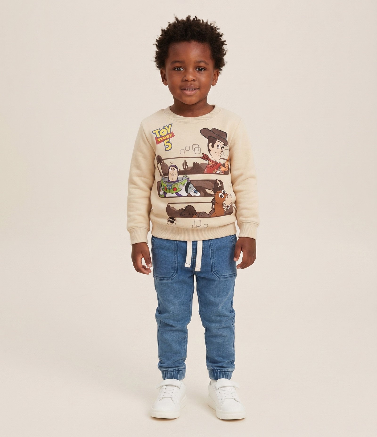 Casaco Infantil Toy Story com Estampa Woody & Buzz – Tam 5 a 5 Anos Bege Claro 1