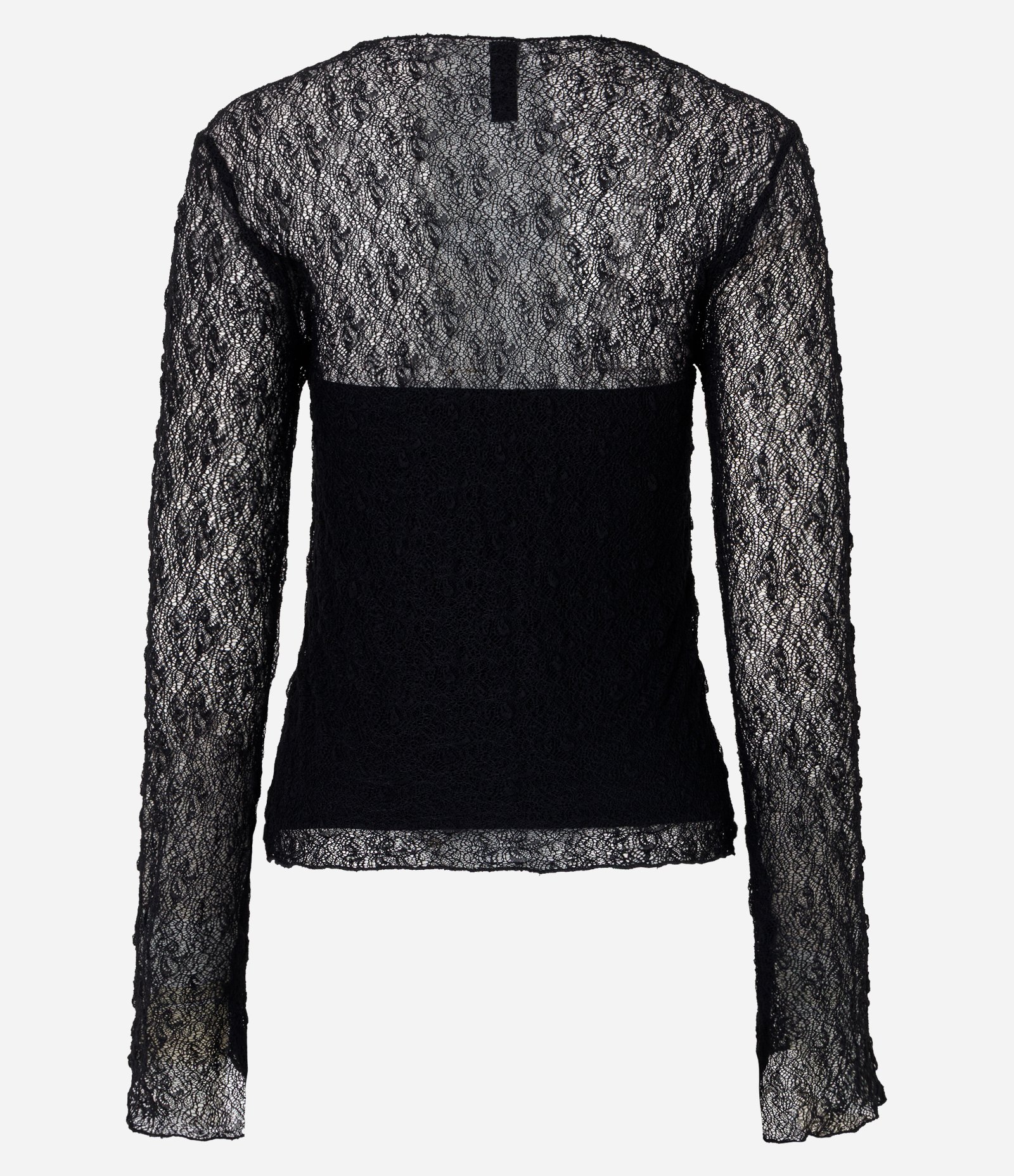 Blusa Manga Longa Texturizada com Manga Evasê e Transparência Preto 7