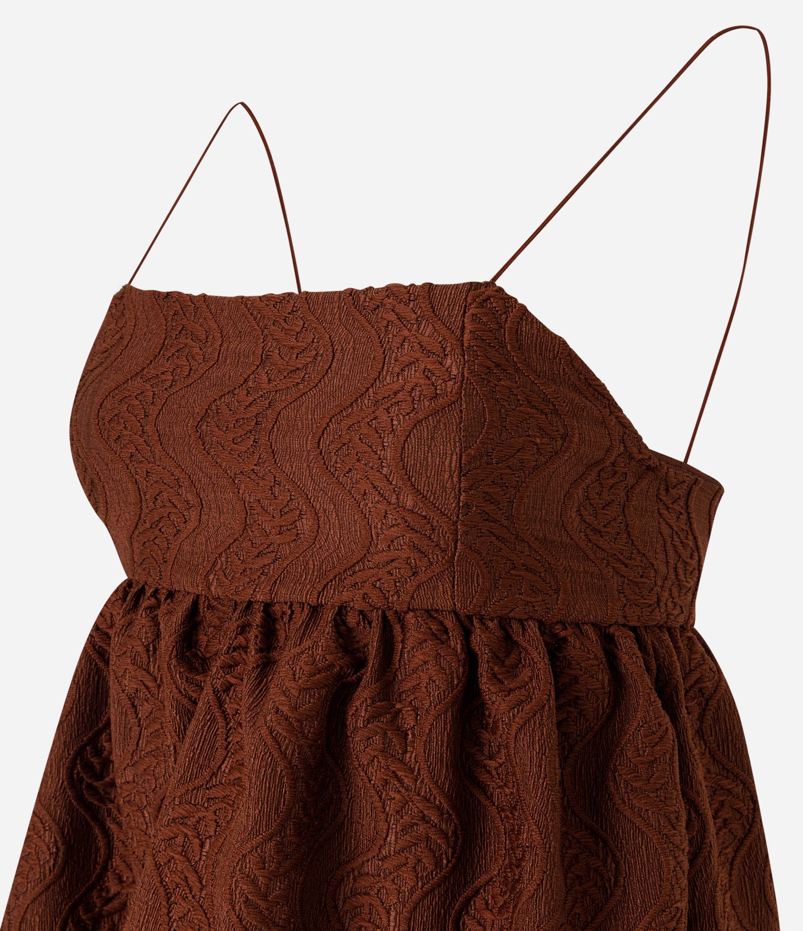 Blusa Bata Texturizada com Alças Finas Marrom 6