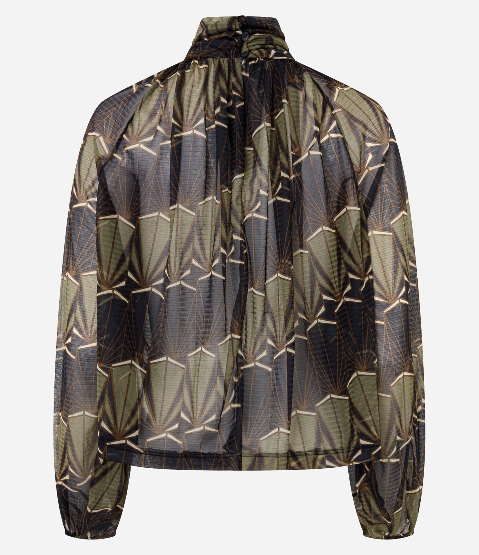 Blusa em Tule com Estampa Abstrata e Manga com Abertura Multicores 8