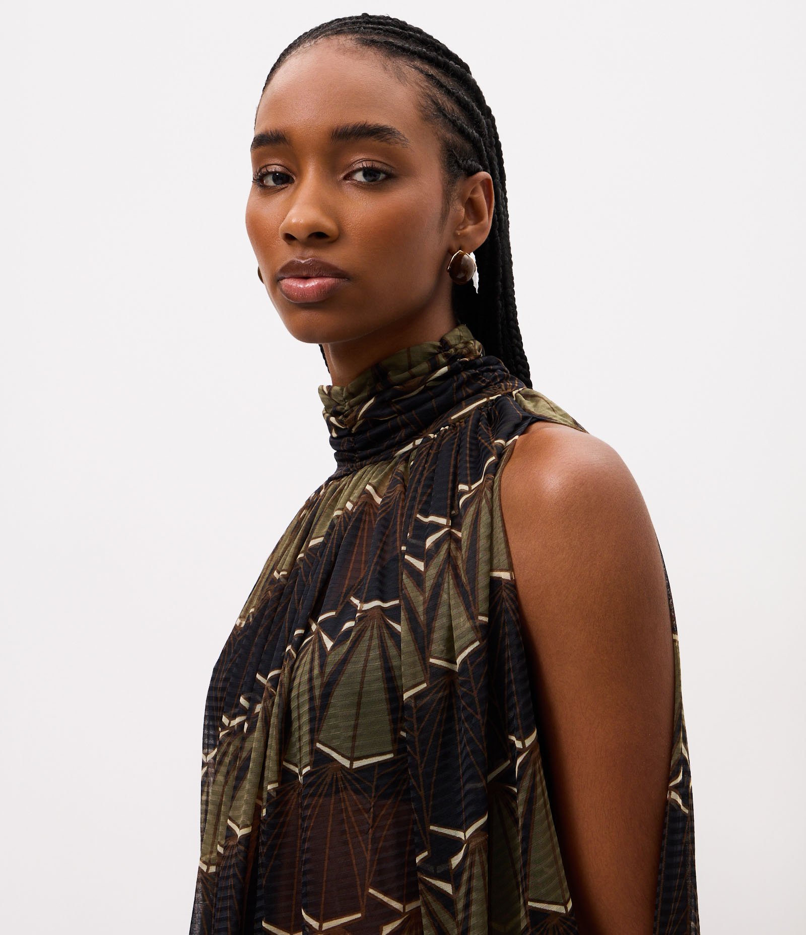 Blusa em Tule com Estampa Abstrata e Manga com Abertura Multicores 3