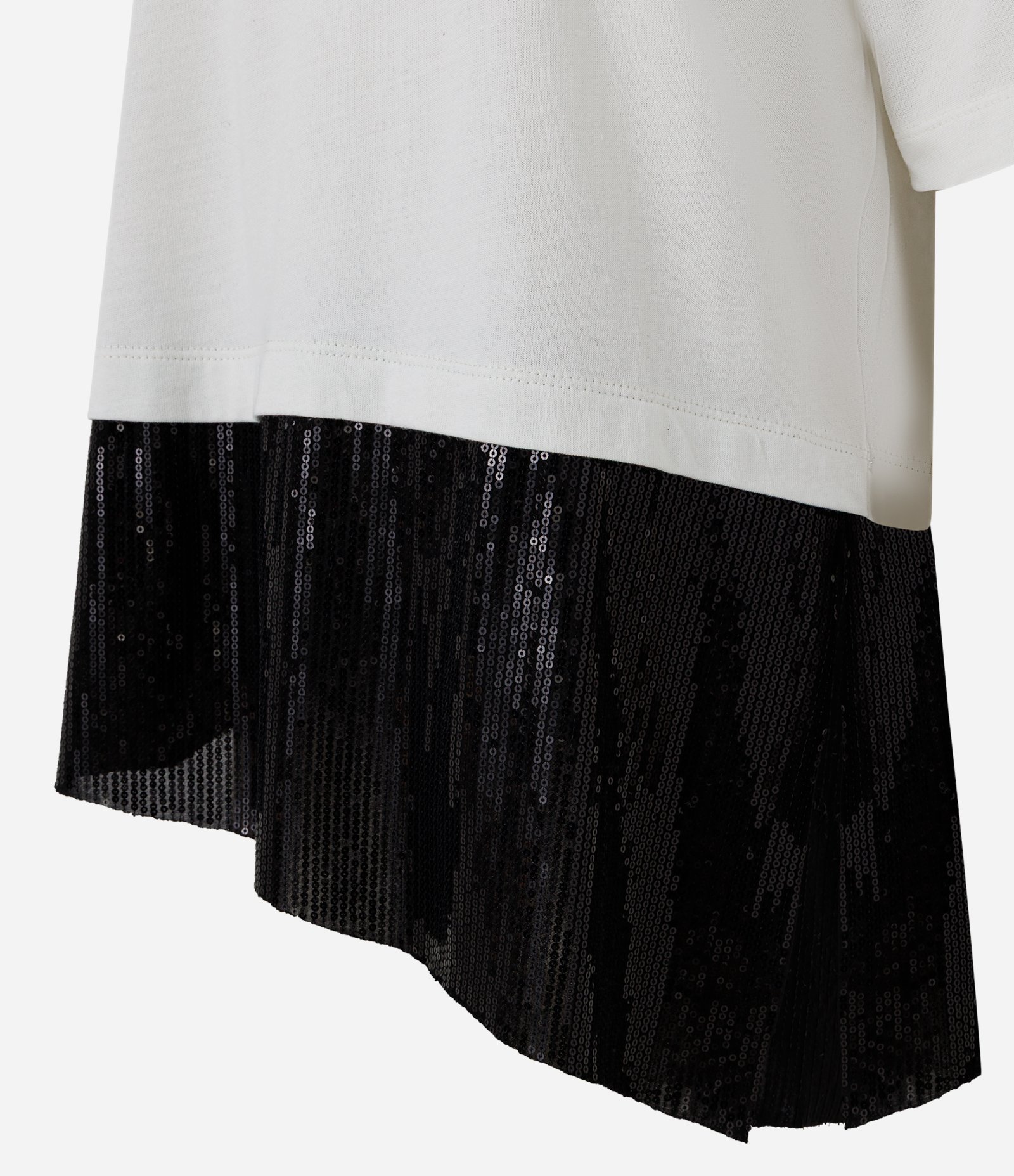 Camiseta Boxy em Algodão com Barra Paetê Branco 6