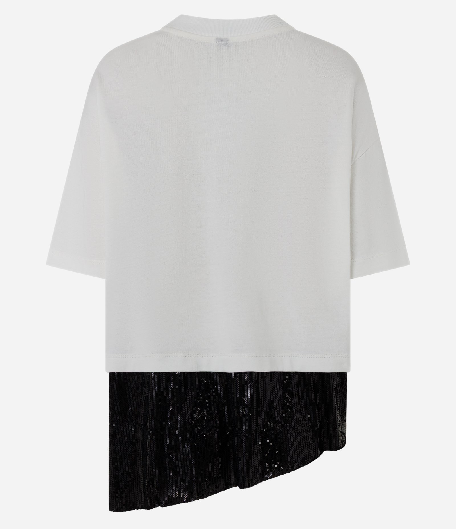 Camiseta Boxy em Algodão com Barra Paetê Branco 7