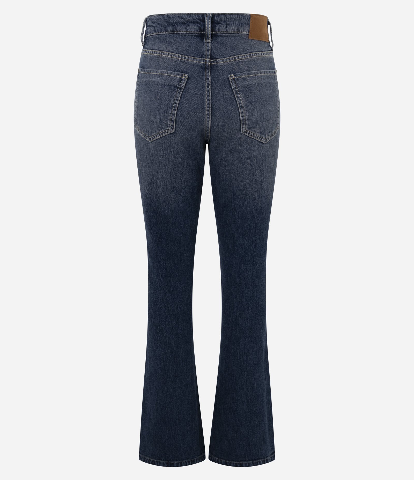 Calça Bootcut em Jeans com Cintura Média e Tachas Azul Escuro 3