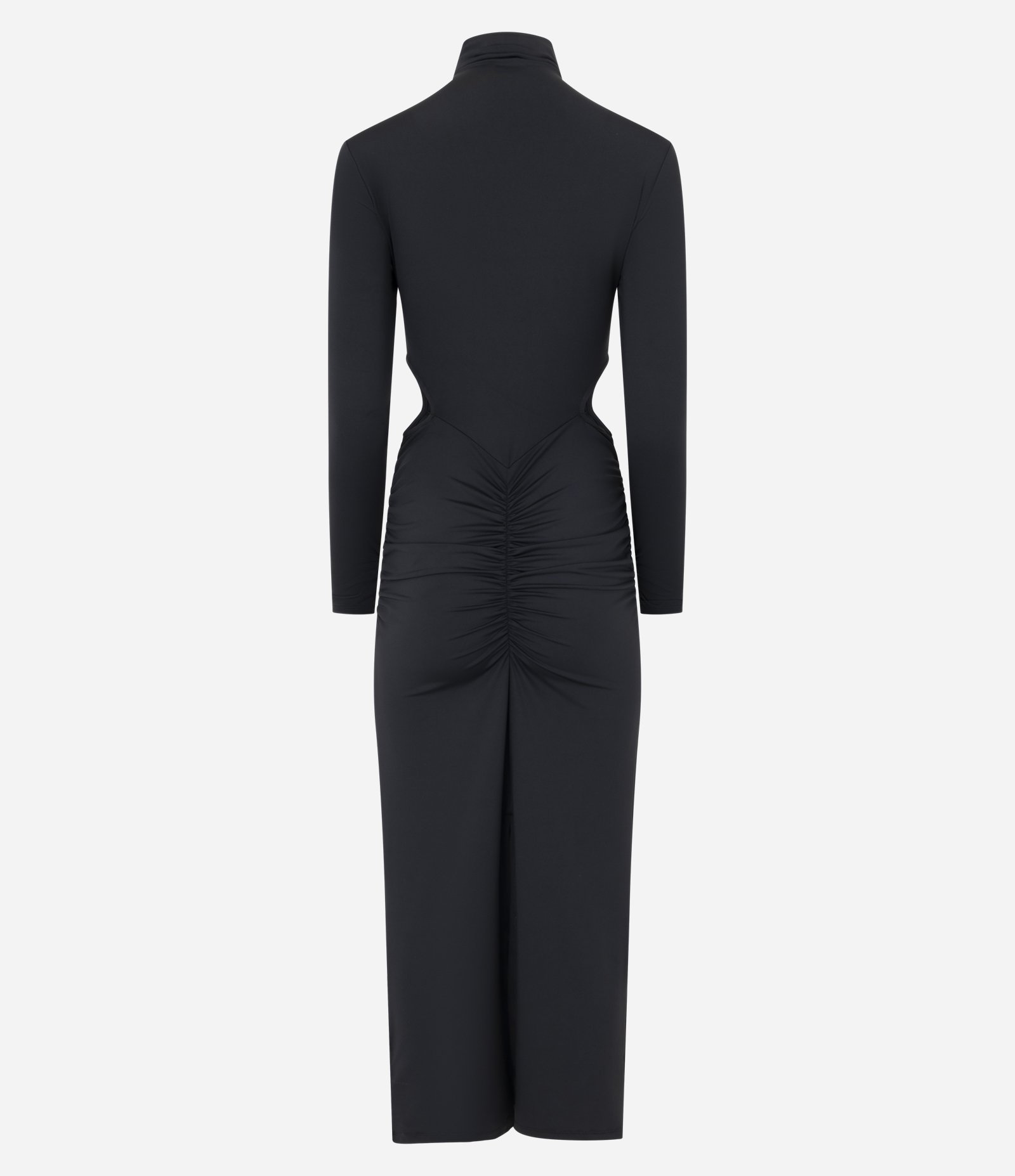 Vestido Long Midi com Cut Out e Drapeado Preto 5