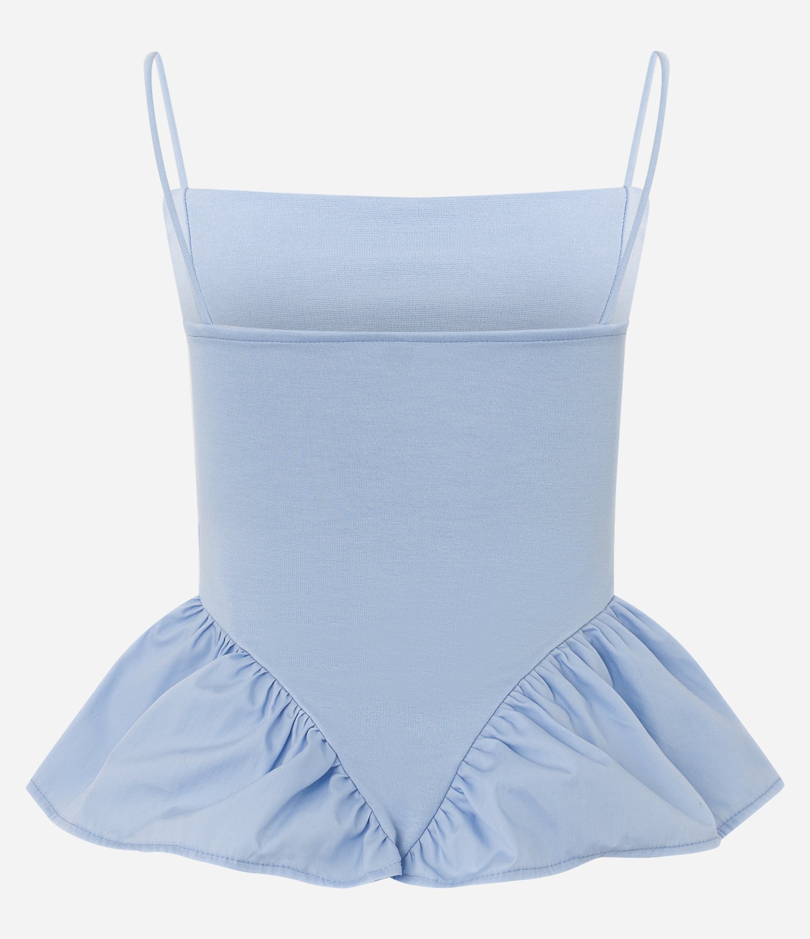 Blusa Peplum em Ponto Roma com Recortes e Alcinha Azul 2