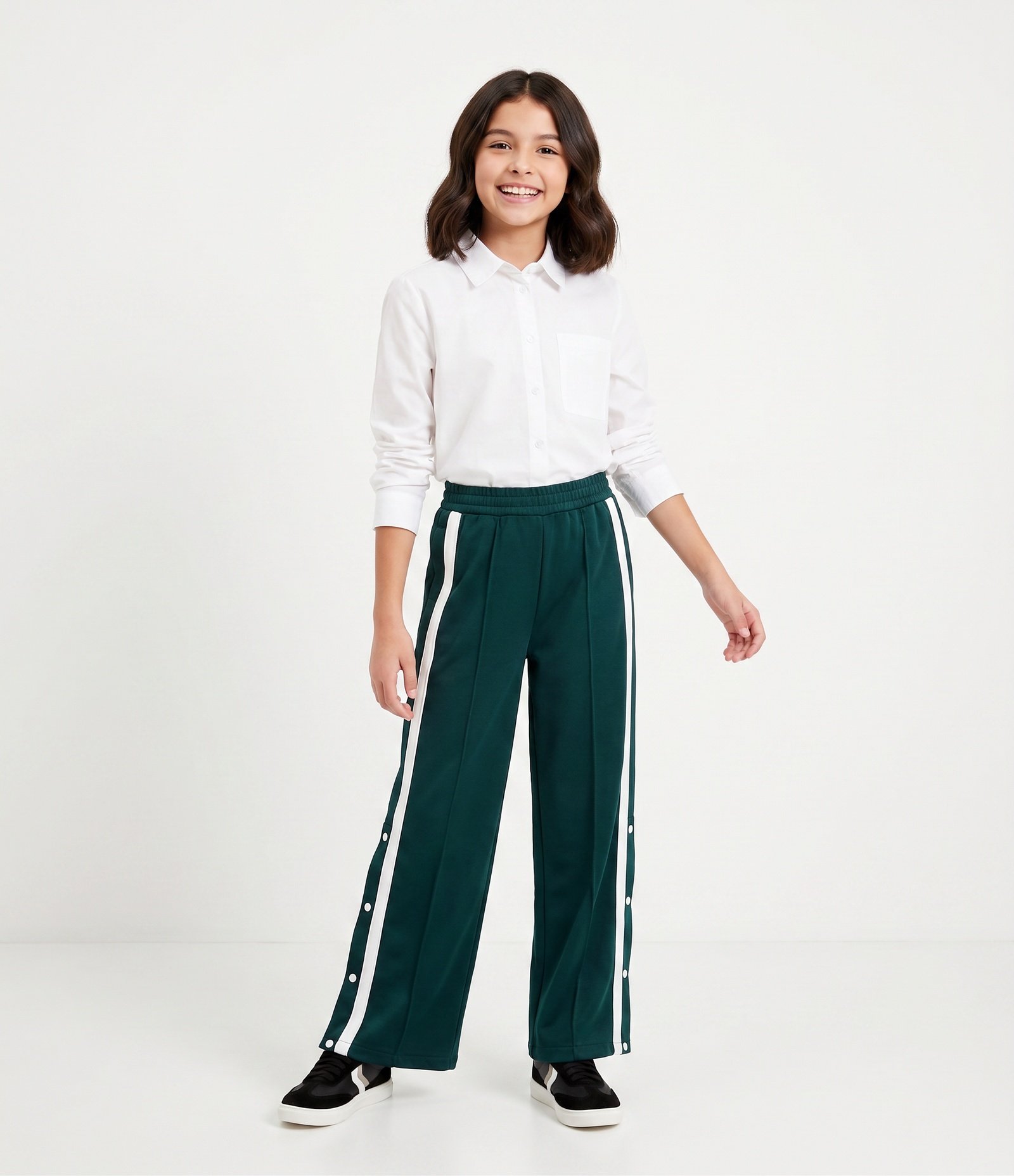Camisa Infantil em Algodão com Manga Longa - Tam 5 a 16 Anos Branco 1
