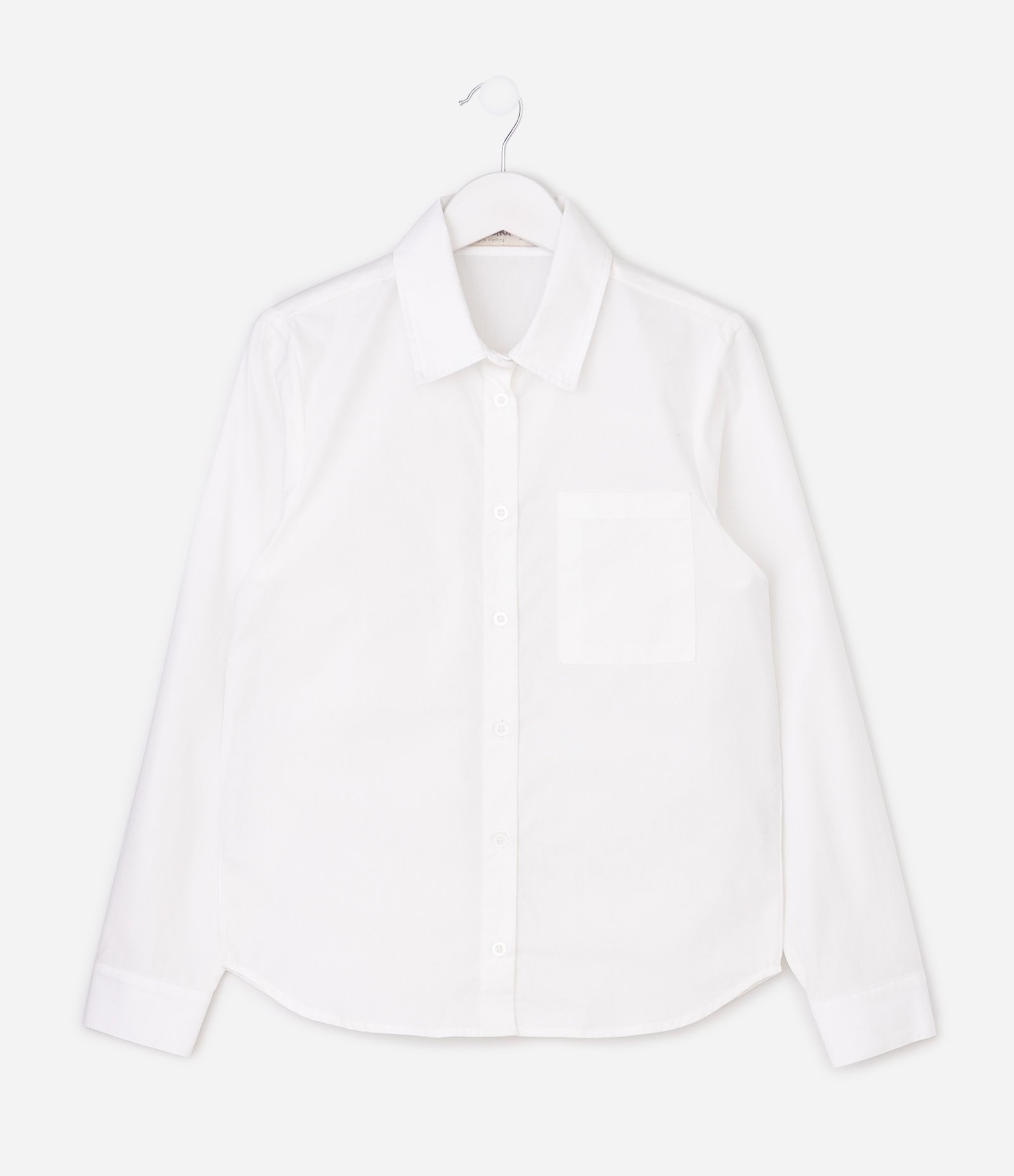 Camisa Infantil em Algodão com Manga Longa - Tam 5 a 16 Anos Branco 2