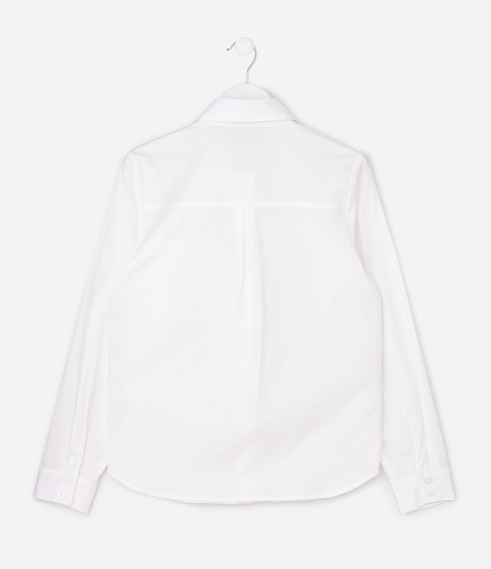 Camisa Infantil em Algodão com Manga Longa - Tam 5 a 16 Anos Branco 3