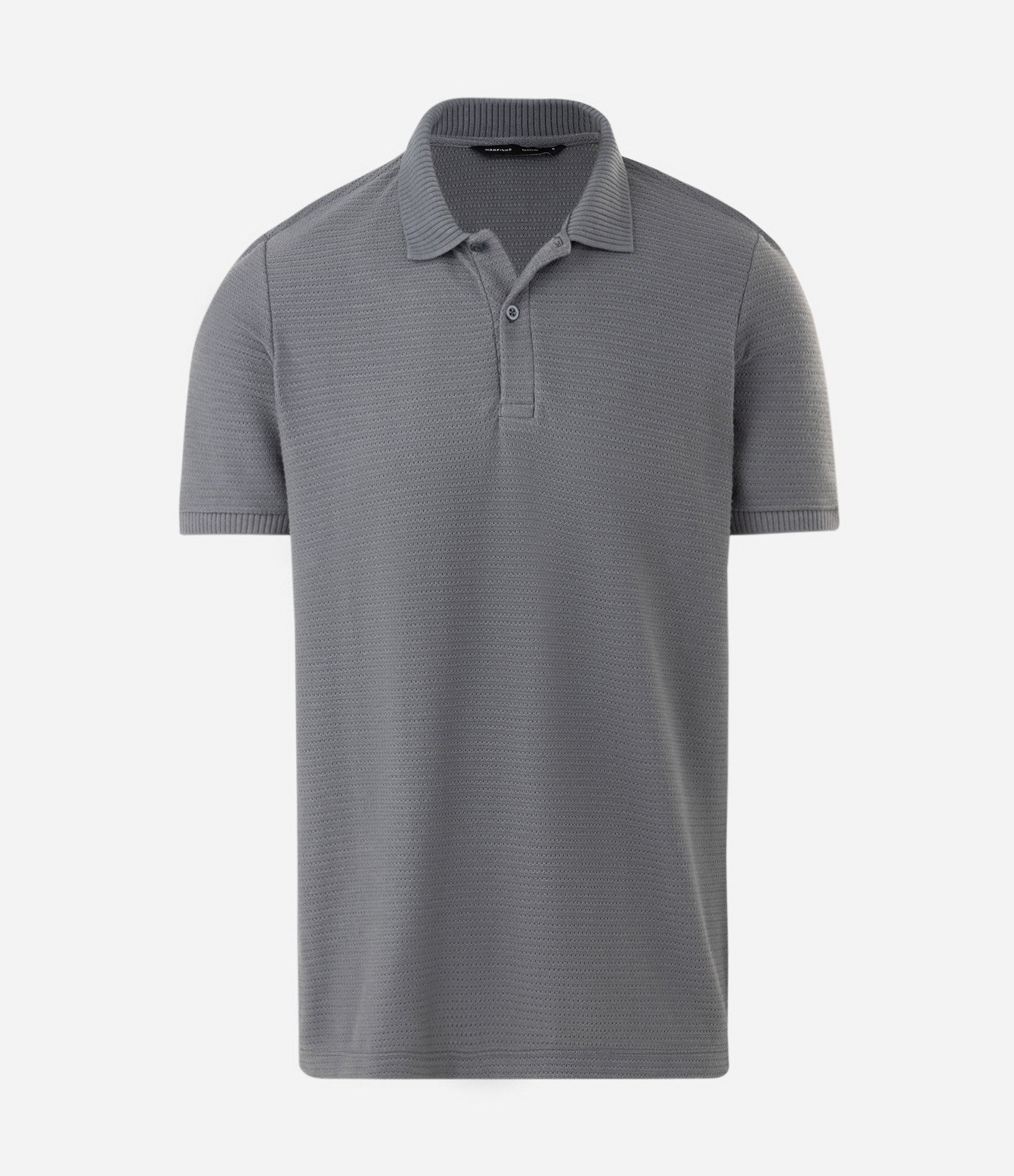 Camisa Polo Regular em Jacquard Texturizada Cinza 1
