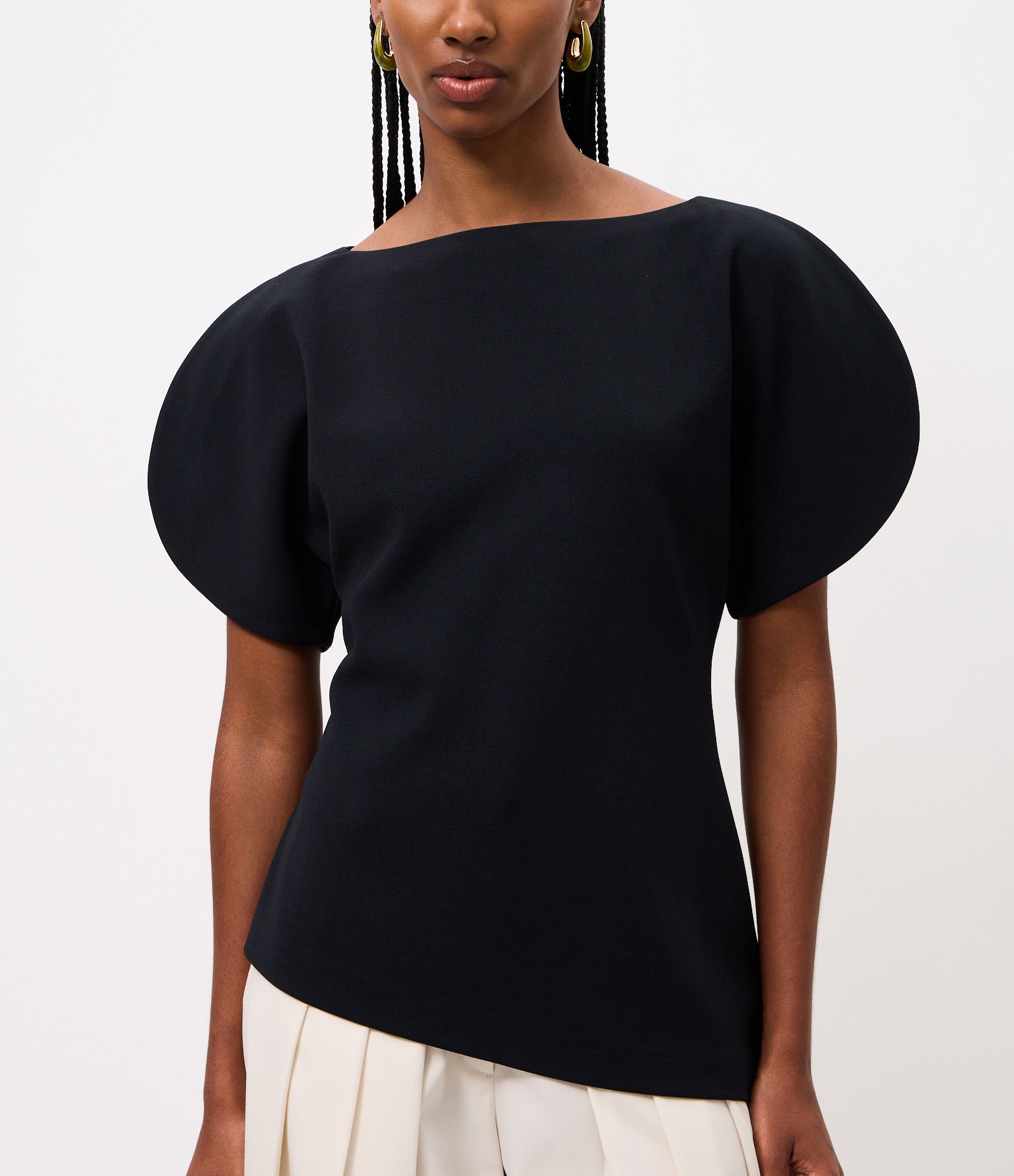 Blusa Alongada em Crepe com Barra Assimétrica Preto 4