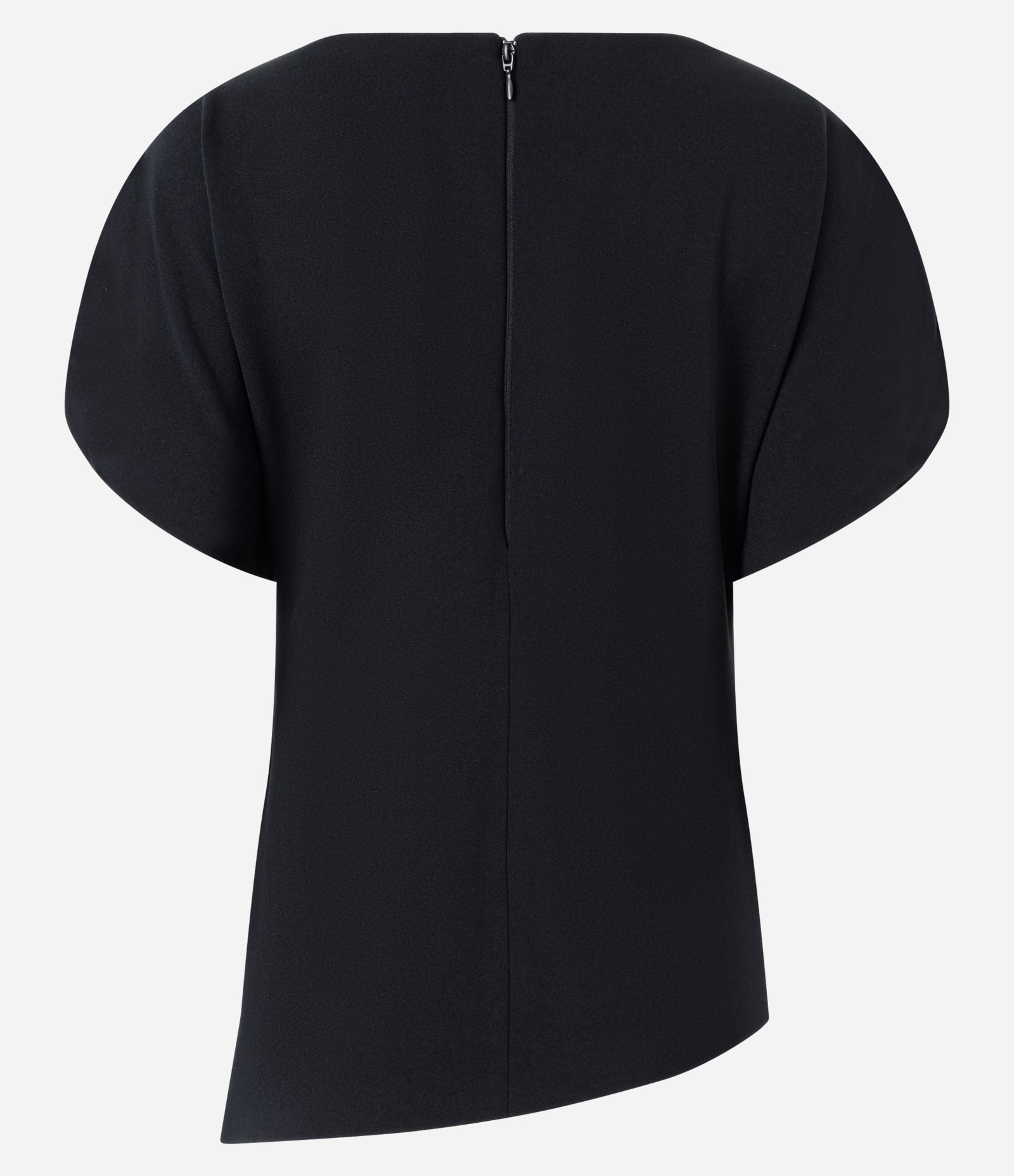 Blusa Alongada em Crepe com Barra Assimétrica Preto 6
