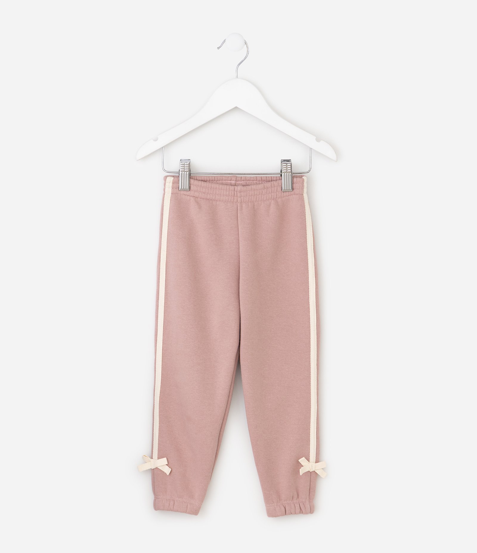 Calça Jogger Infantil com Recortes e Laços – Tam 1 a 6 Anos Rosa Antigo 2
