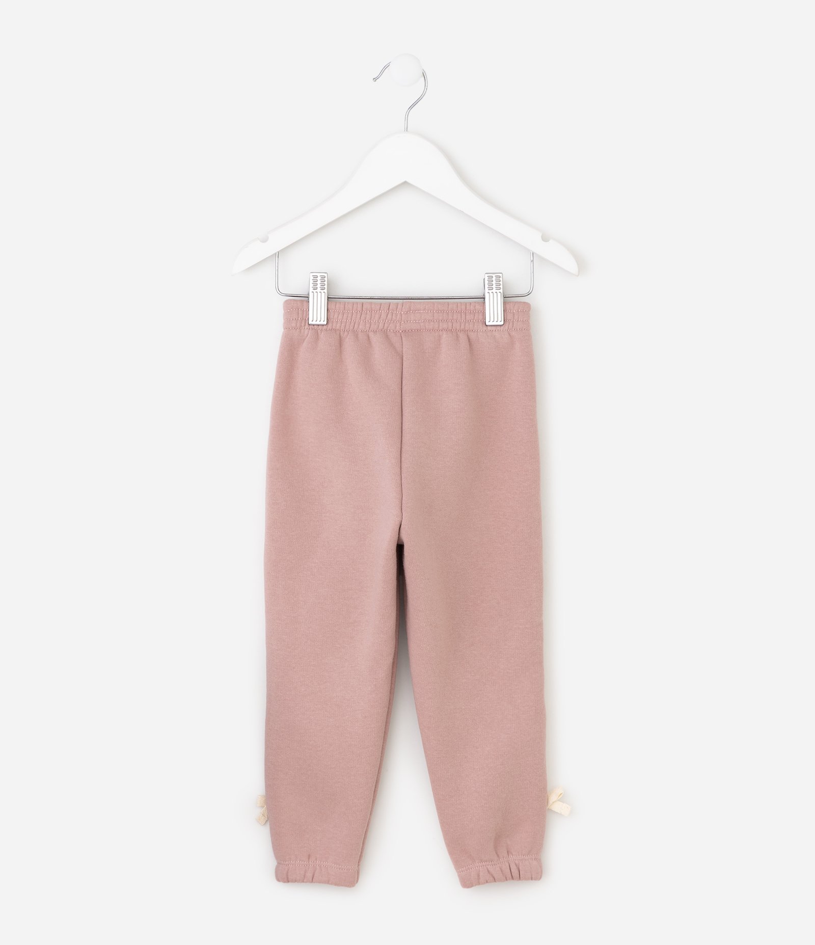 Calça Jogger Infantil com Recortes e Laços – Tam 1 a 6 Anos Rosa Antigo 3