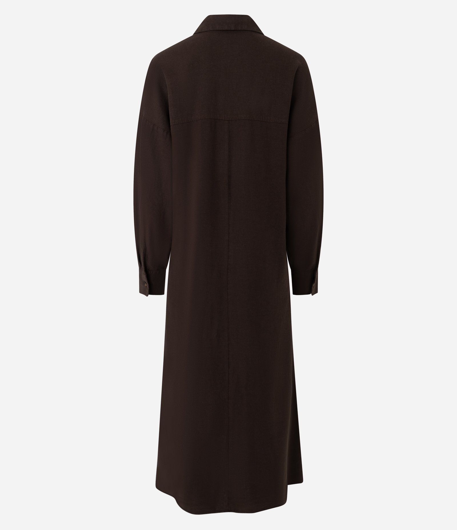 Vestido Chemise em Viscolinho com Mangas Longas Marrom 3