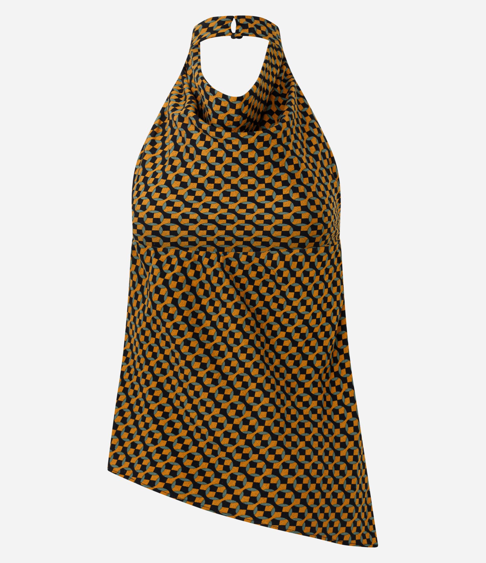 Blusa Assimétrica Estampada com Gola Halter Neck Multicores 7