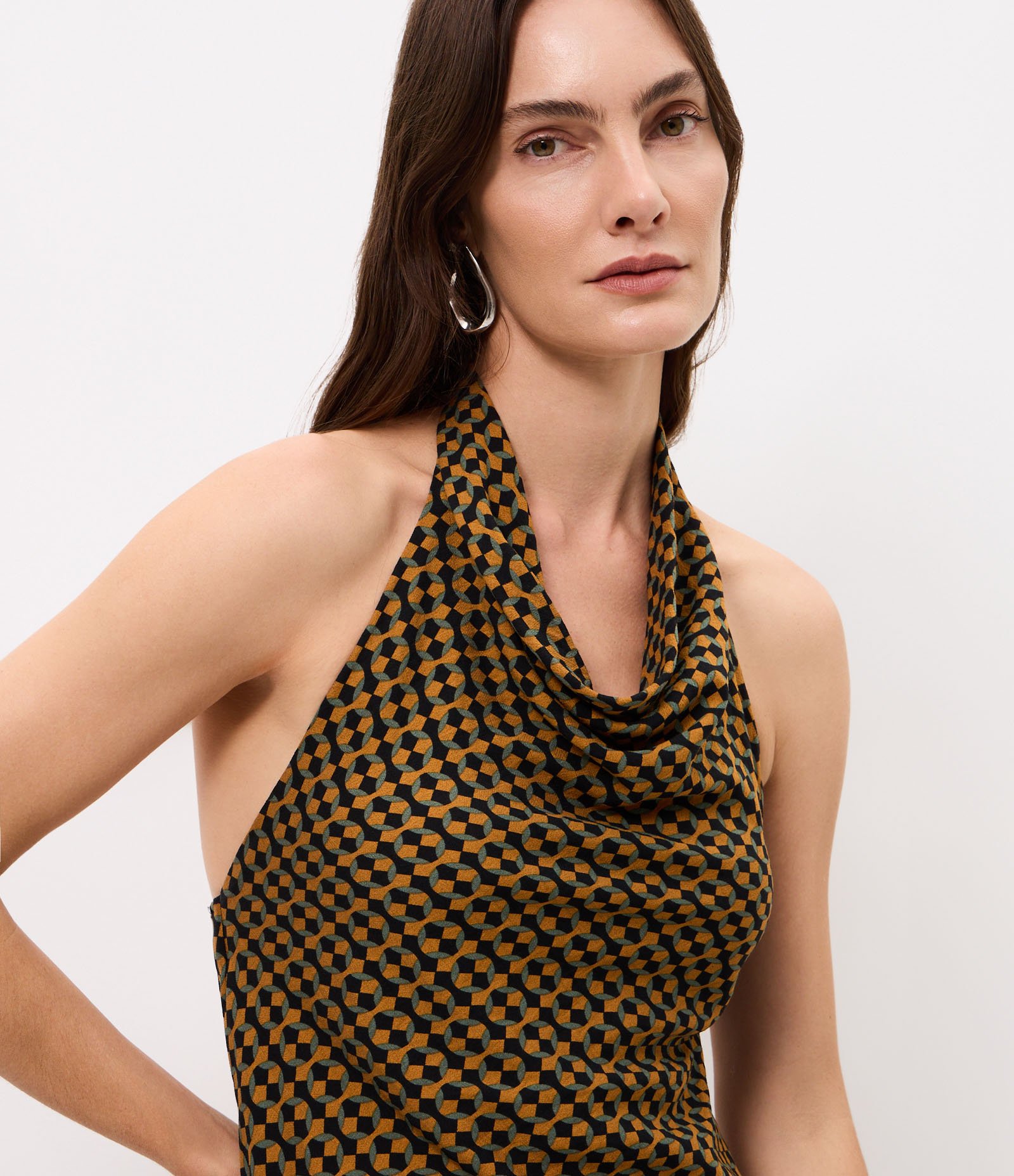 Blusa Assimétrica Estampada com Gola Halter Neck Multicores 3