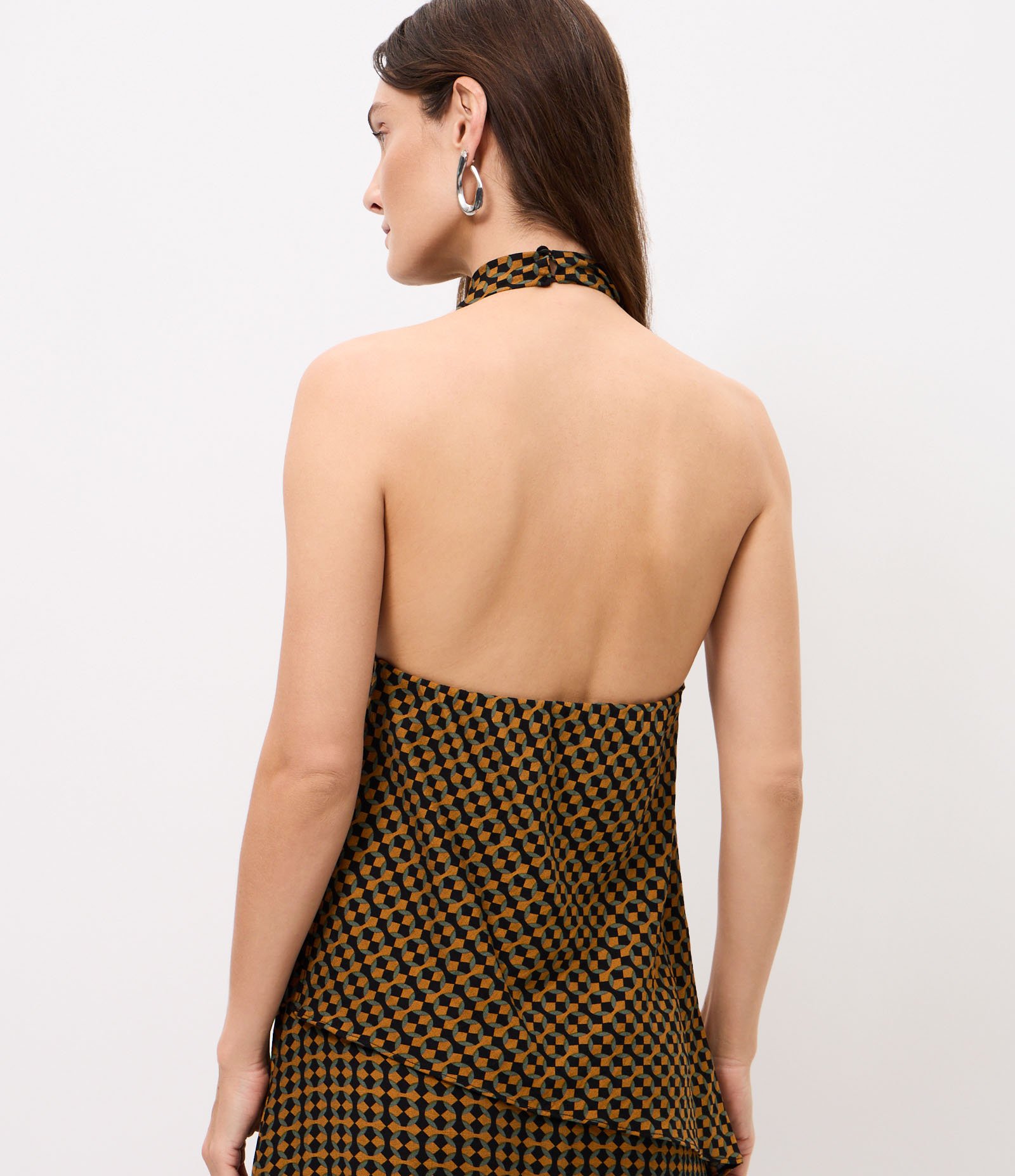 Blusa Assimétrica Estampada com Gola Halter Neck Multicores 4