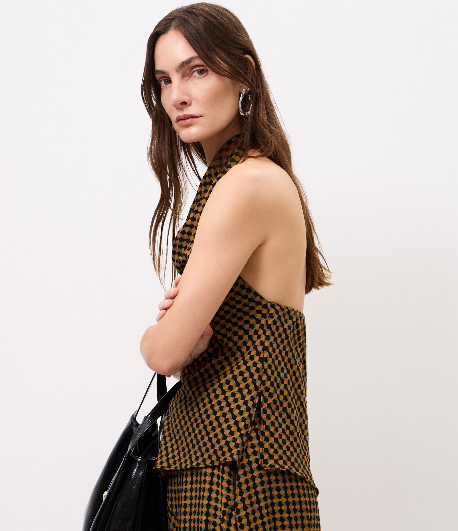 Blusa Assimétrica Estampada com Gola Halter Neck Multicores 5