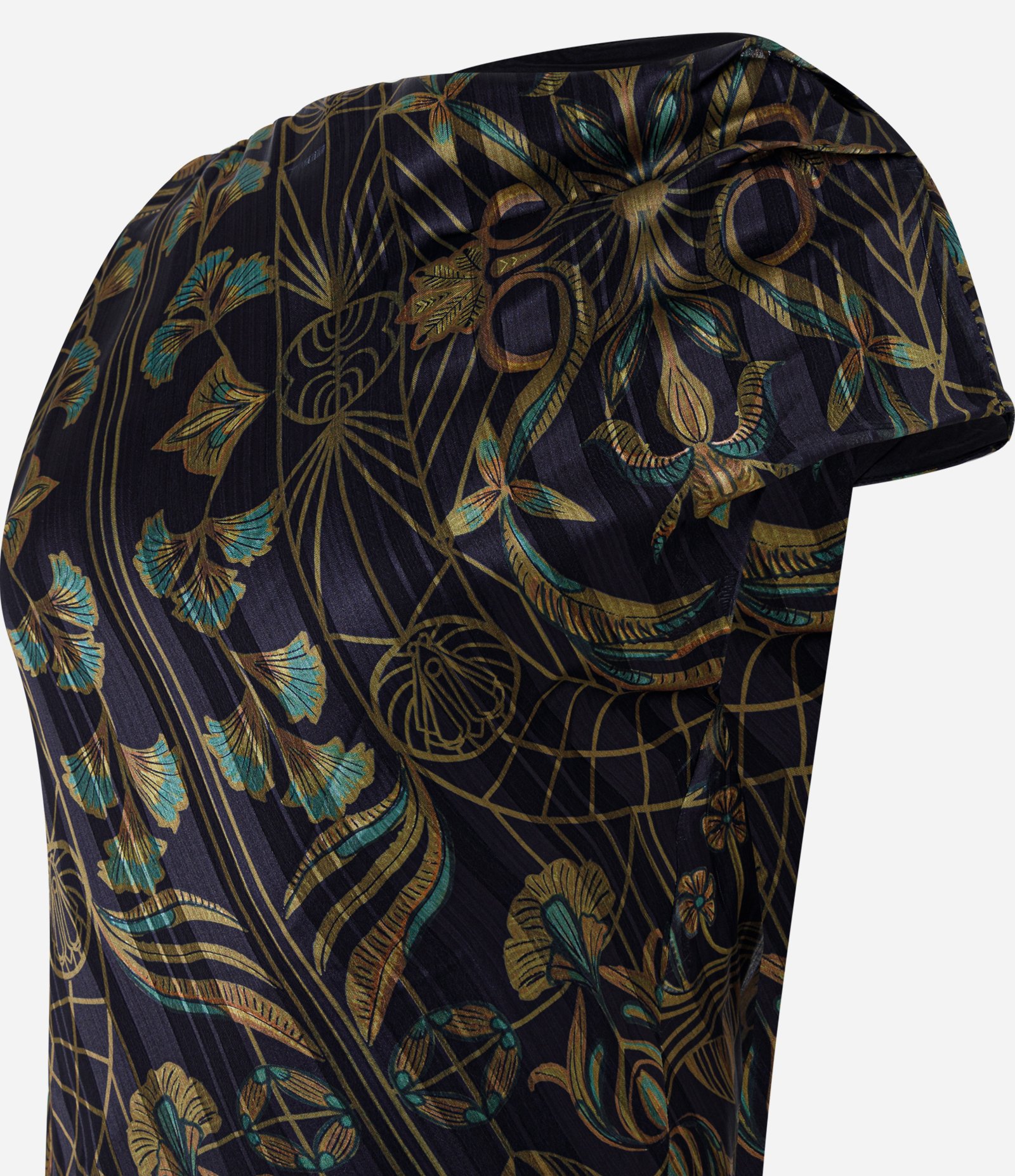 Vestido Longo em Chiffon com Gola Degagê e Estampa Abstrata Multicores 2