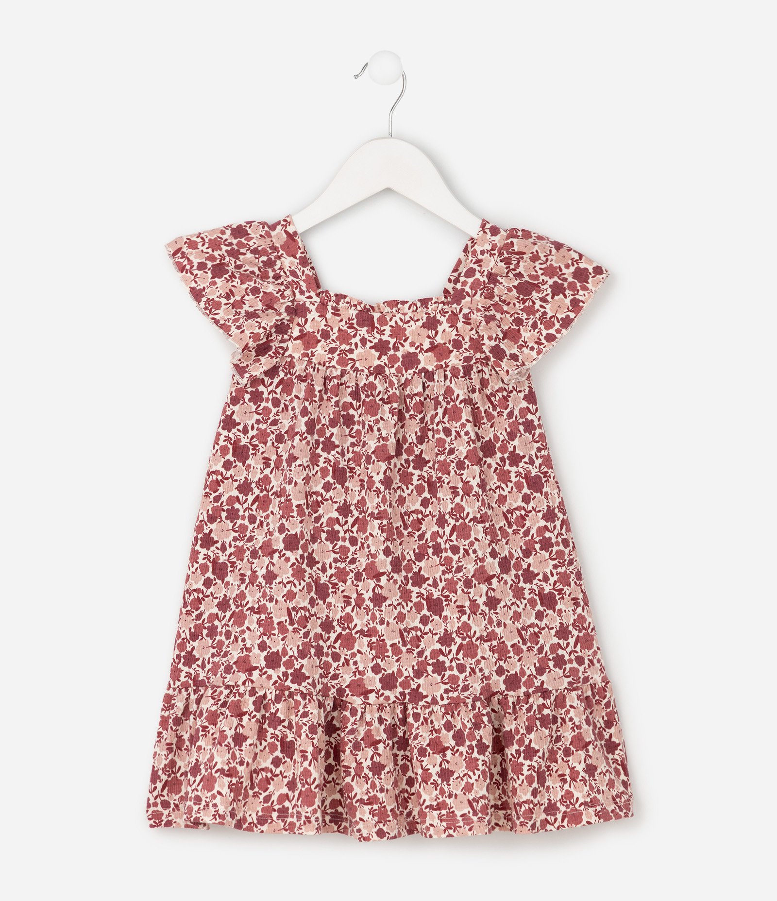 Vestido Infantil em Algodão com Babados nas Mangas e Estampa Floral - Tam 1 a 6 Anos Multicores 2