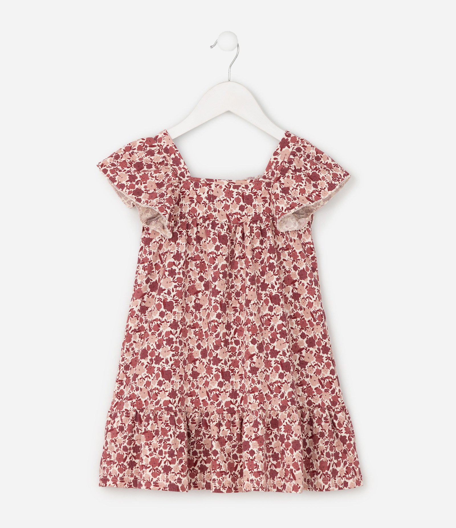 Vestido Infantil em Algodão com Babados nas Mangas e Estampa Floral - Tam 1 a 6 Anos Multicores 3
