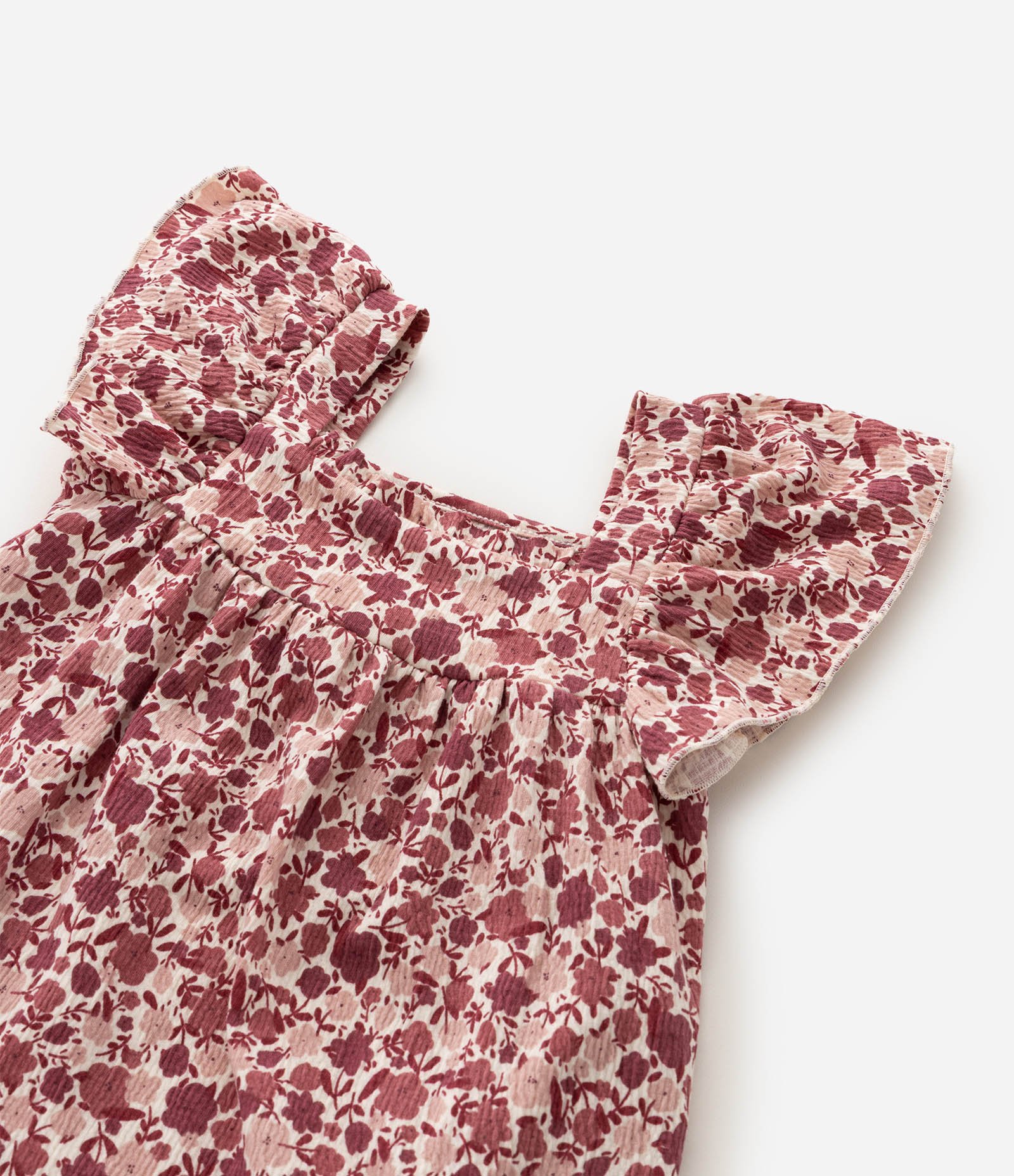 Vestido Infantil em Algodão com Babados nas Mangas e Estampa Floral - Tam 1 a 6 Anos Multicores 5