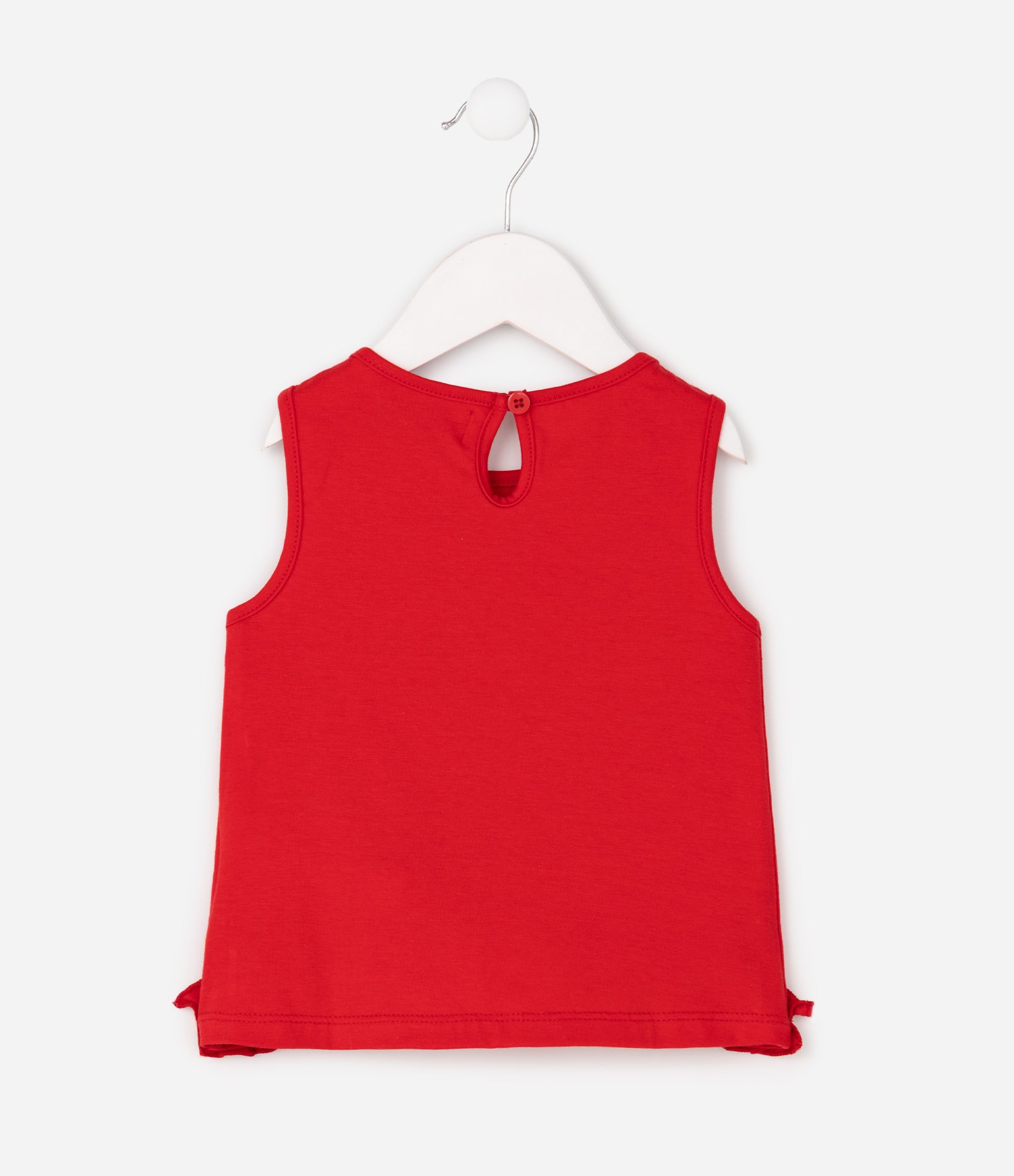 Regata Slim Infantil com Babado na Barra e Bordado Coração – Tam 1 a 6 Anos Vermelho 2