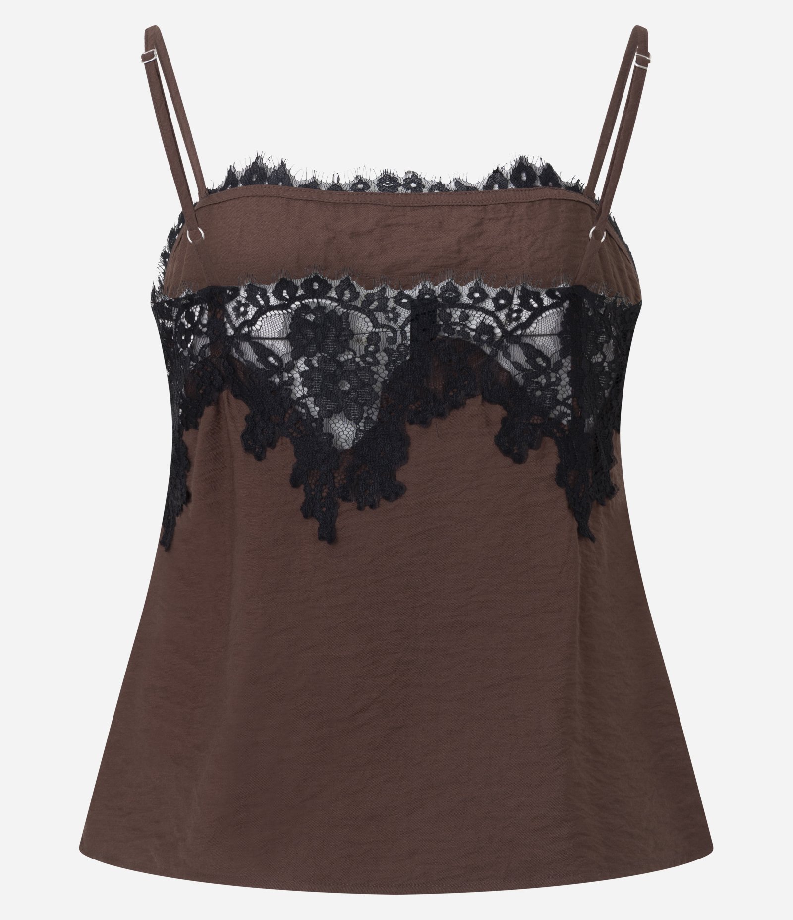 Blusa Peplum Alcinha com Renda Texturizada Marrom 7