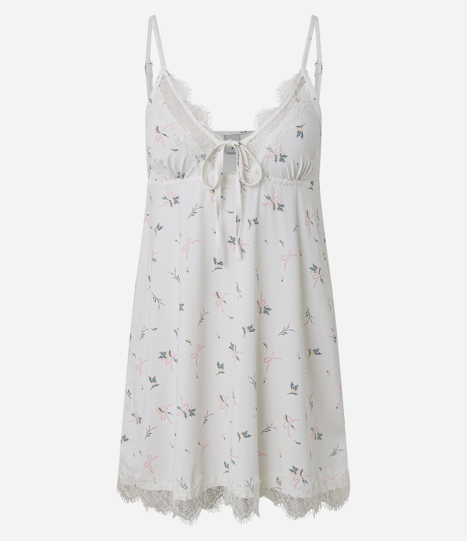 Camisola com Estampa Floral Renda e Amarração Branco 4