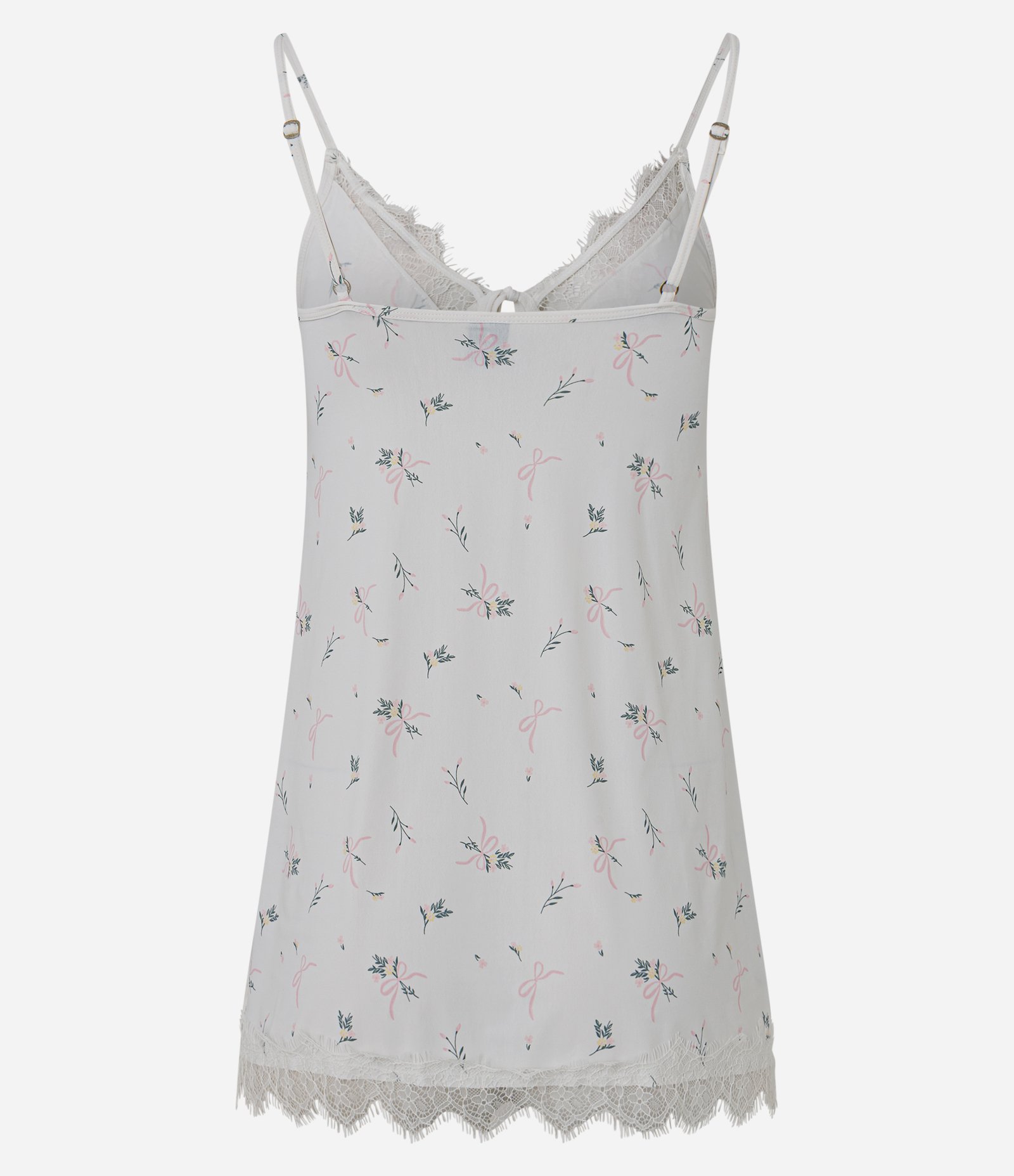 Camisola com Estampa Floral Renda e Amarração Branco 6