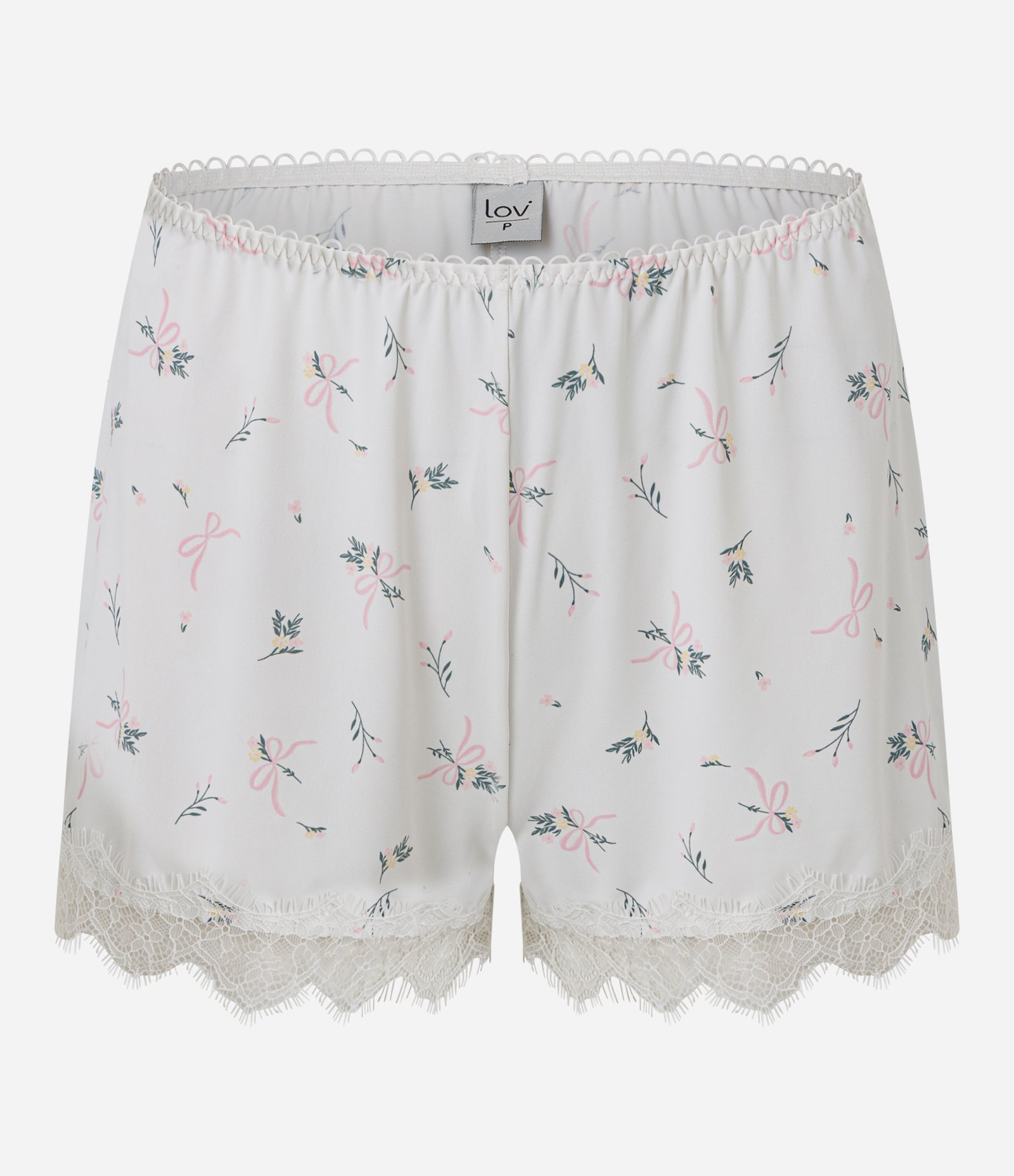 Pijama Short Doll Floral com Renda e Amarração Branco 8