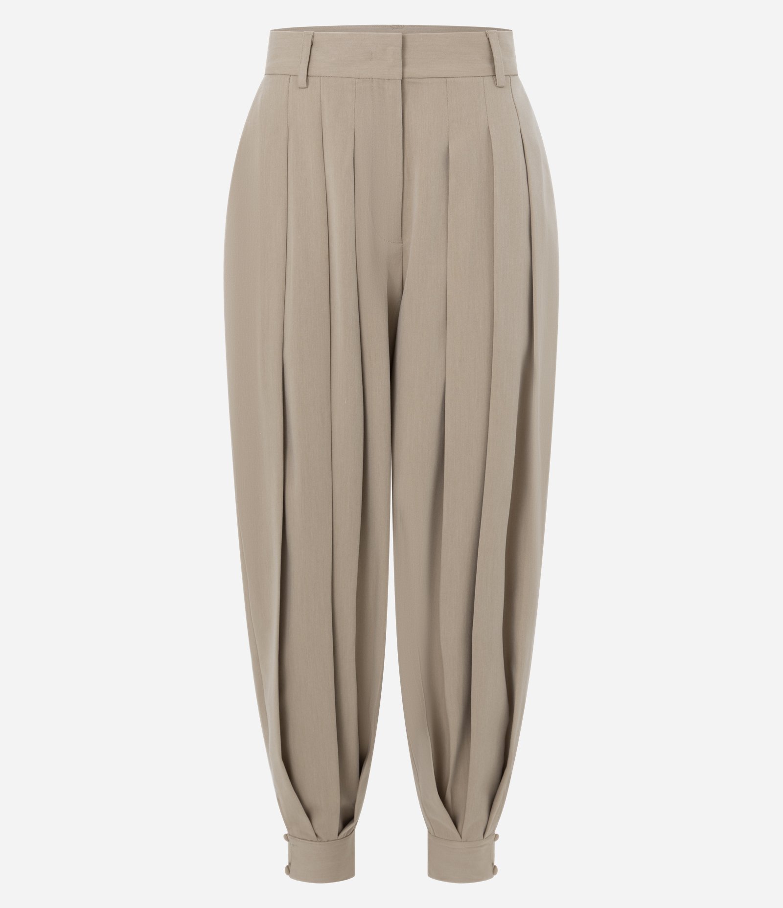 Calça Aladim Alfaiatada com Pregas Frontais Bege 1