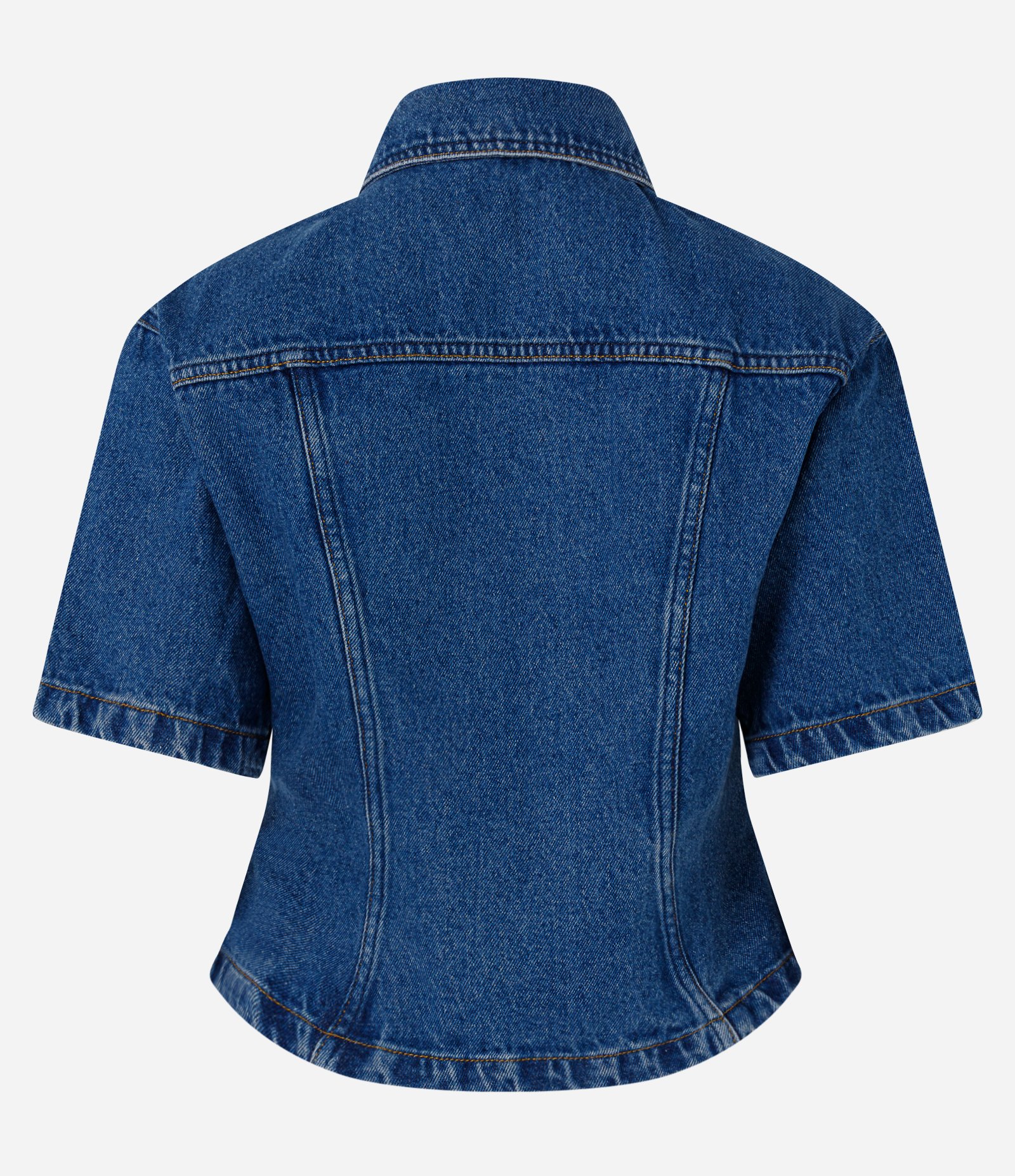 Camisa em Jeans com Gola Colarinho e Bolsos Azul 2