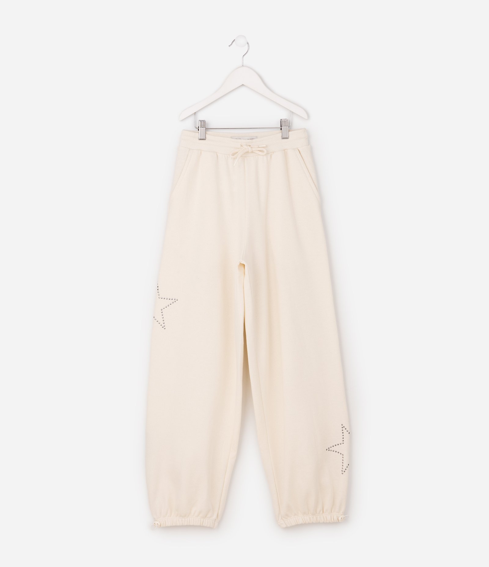 Calça Parachute Infantil em Moletom com Aplicação de Estrelas - Tam 5 A 16 Anos Bege 7