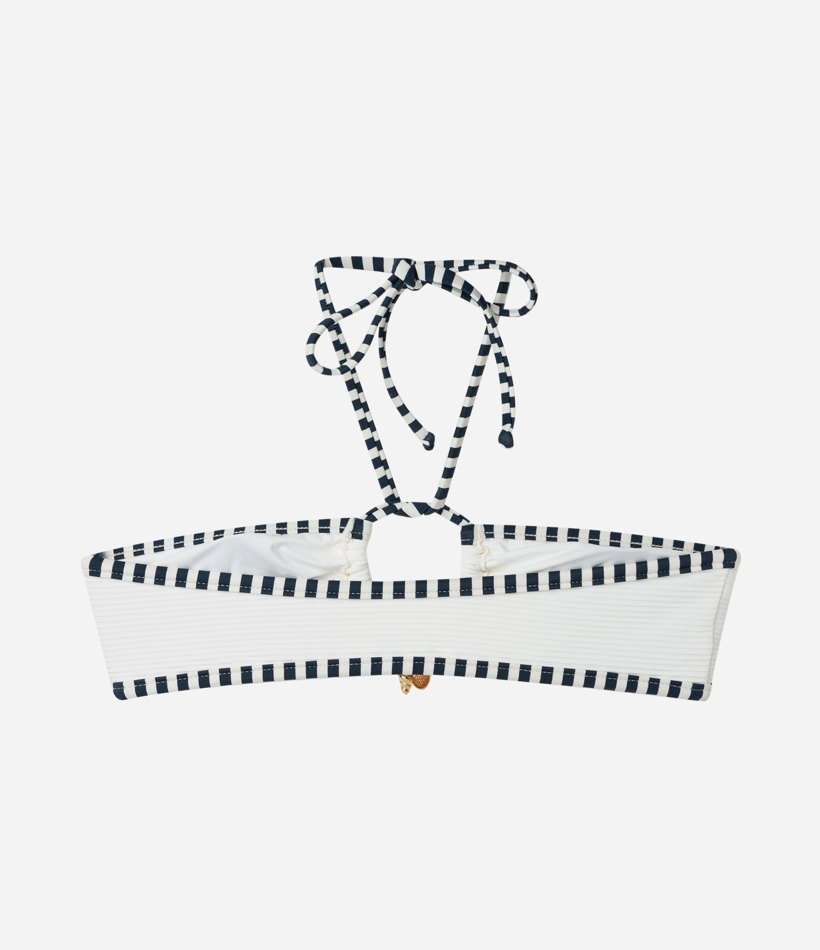 Biquíni Top Bandeau Canelado com Viés Contrastante Branco 2