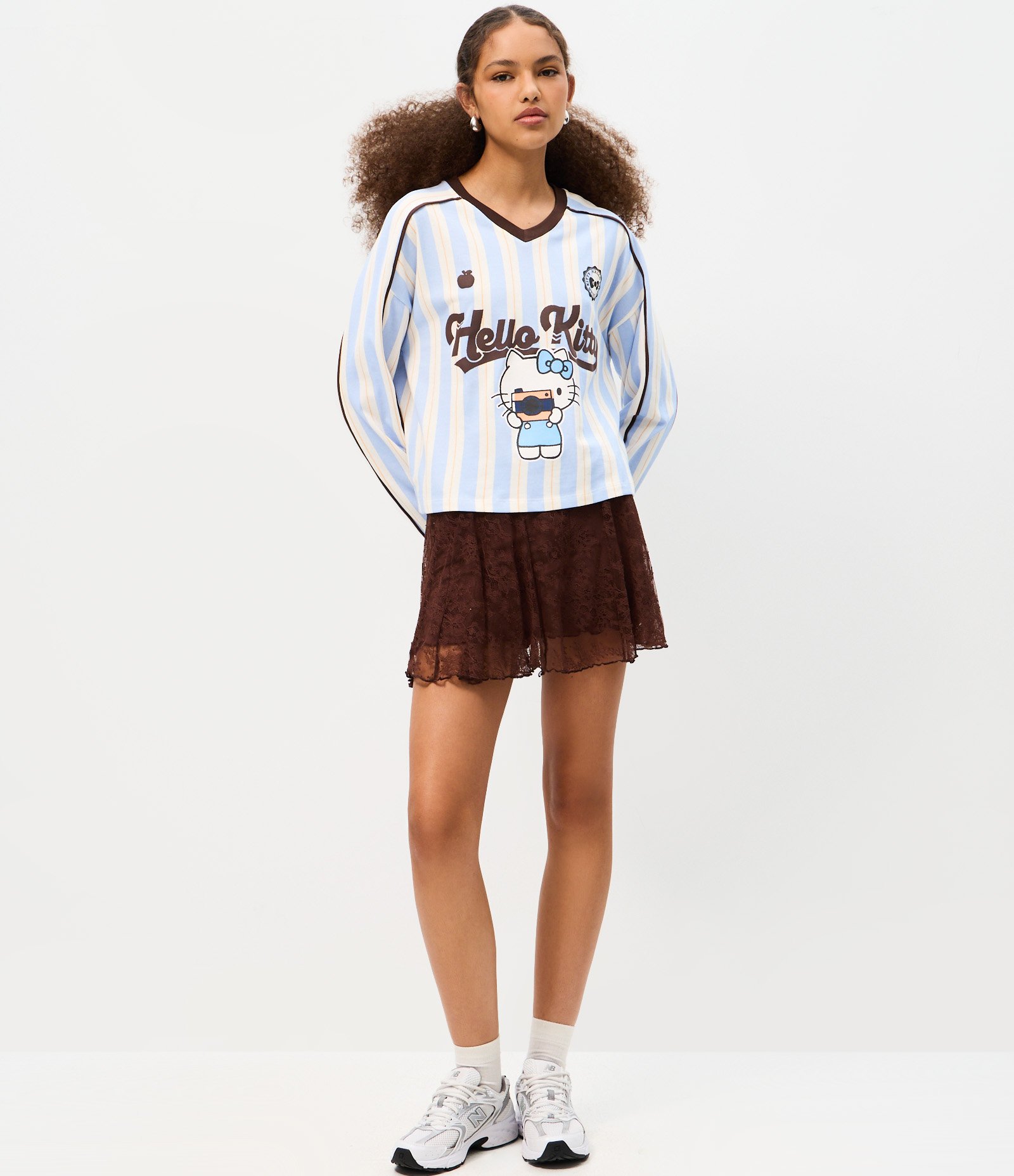 Blusa em Algodão Hello Kitty Listrada Branco 2