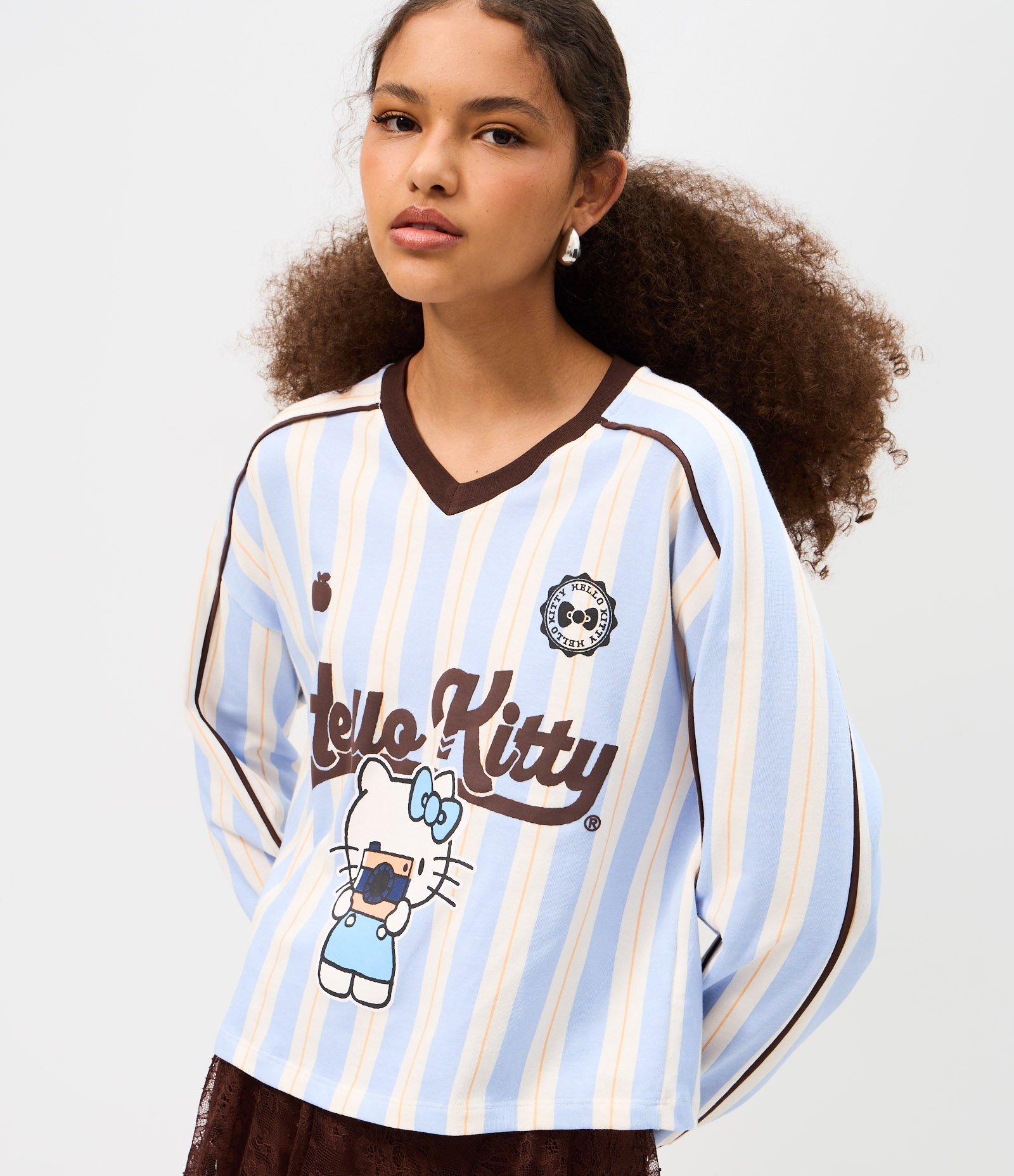 Blusa em Algodão Hello Kitty Listrada Branco 3