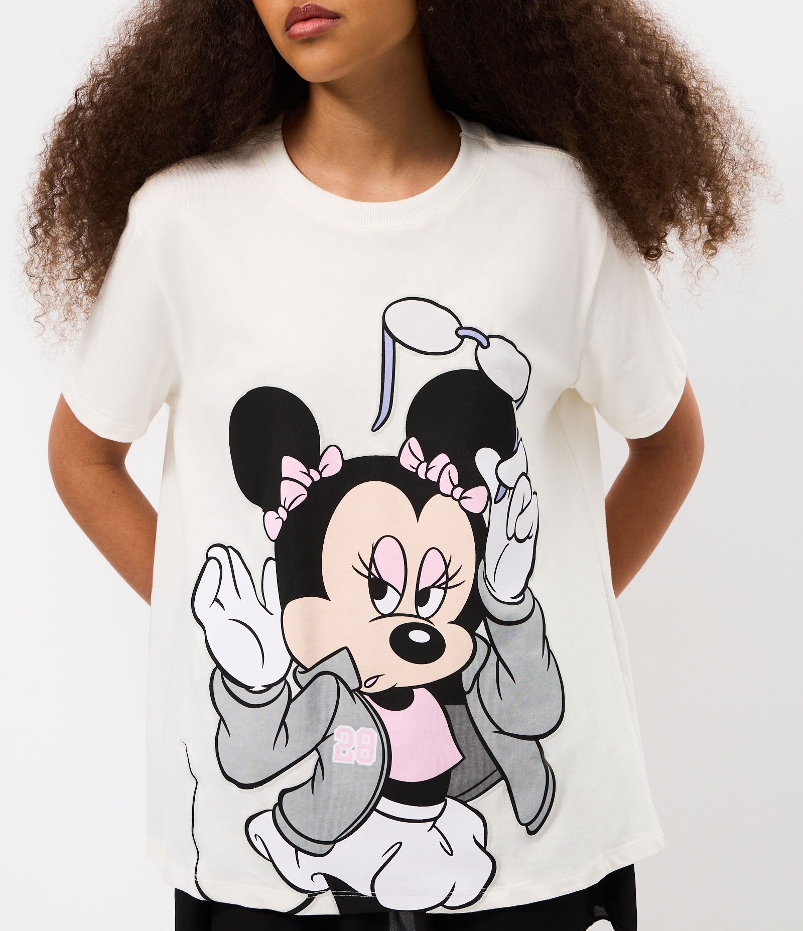 Camiseta Oversized em Algodão com Minnie Estampada Branco 3