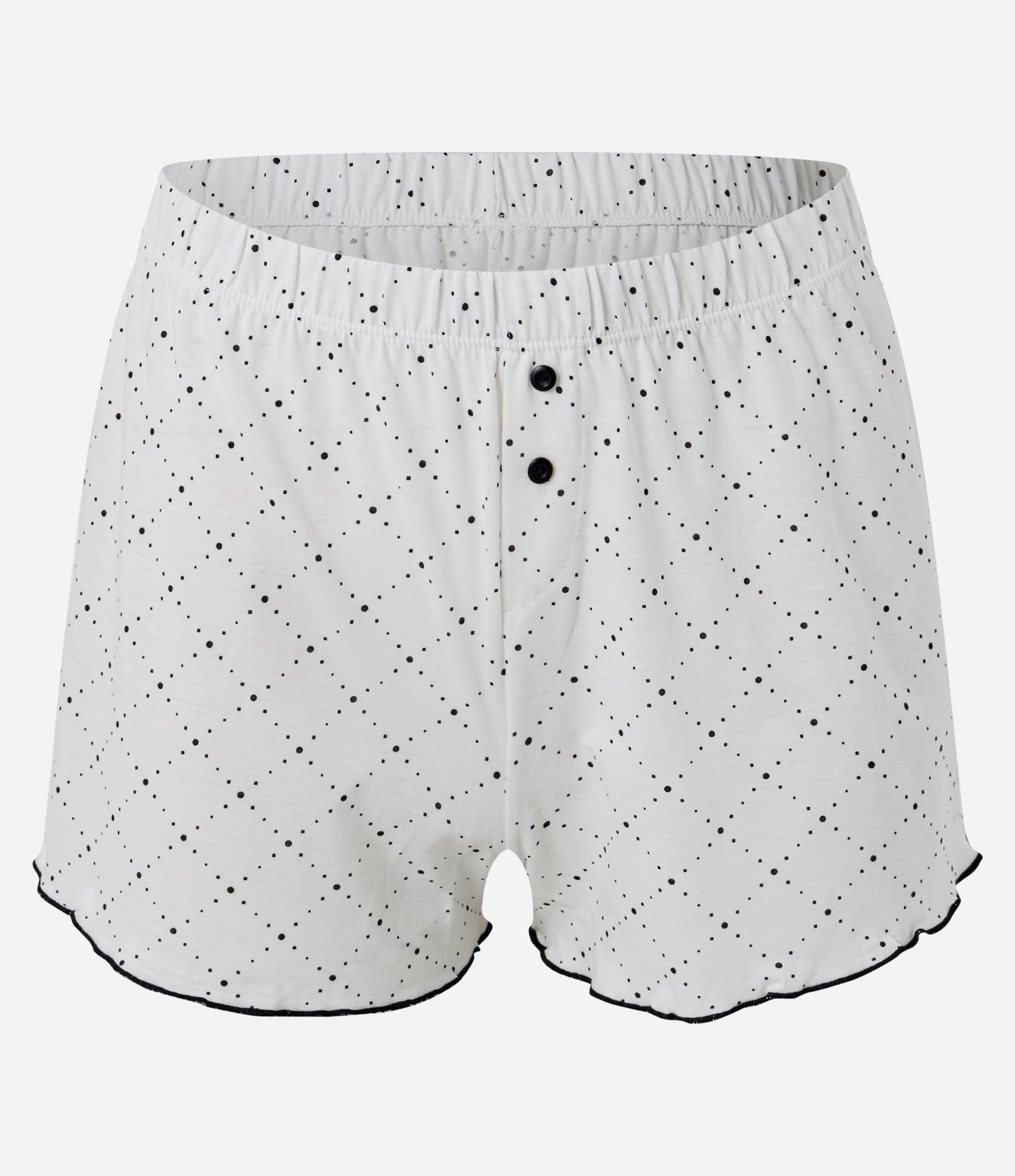 Pijama Curto em Algodão com Estampa Poá Mafalda Branco 3