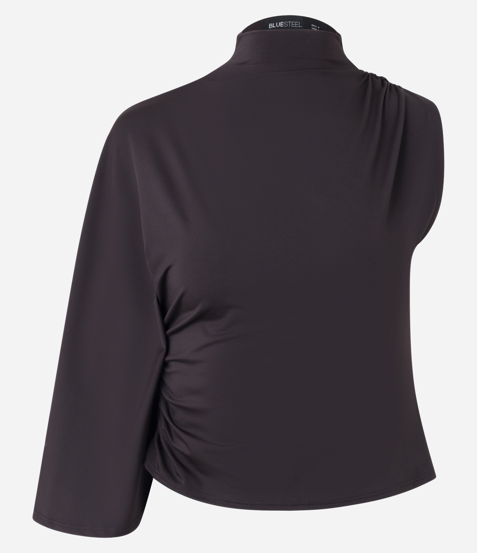 Blusa Ombro Único em Microfibra com Manga Longa Soltinha Roxo Escuro 1