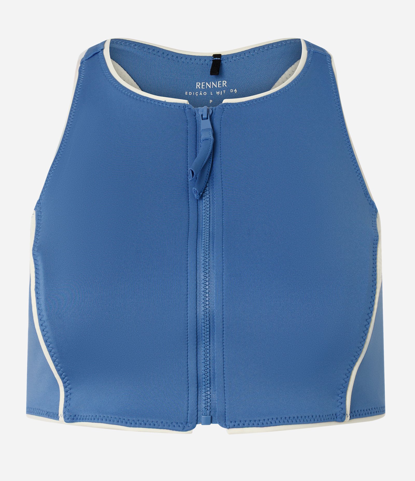Top Nadador Esportivo com Zíper e Friso Contrastante Azul 5