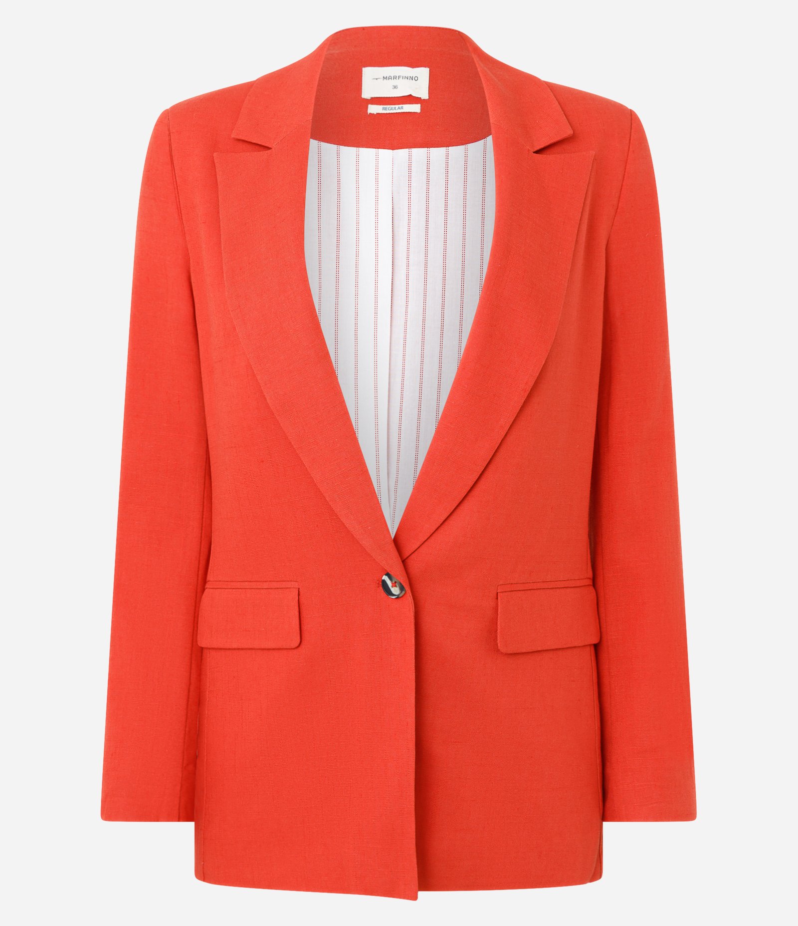 Blazer em Viscolinho com Lapelas e Botão Único Vermelho 5