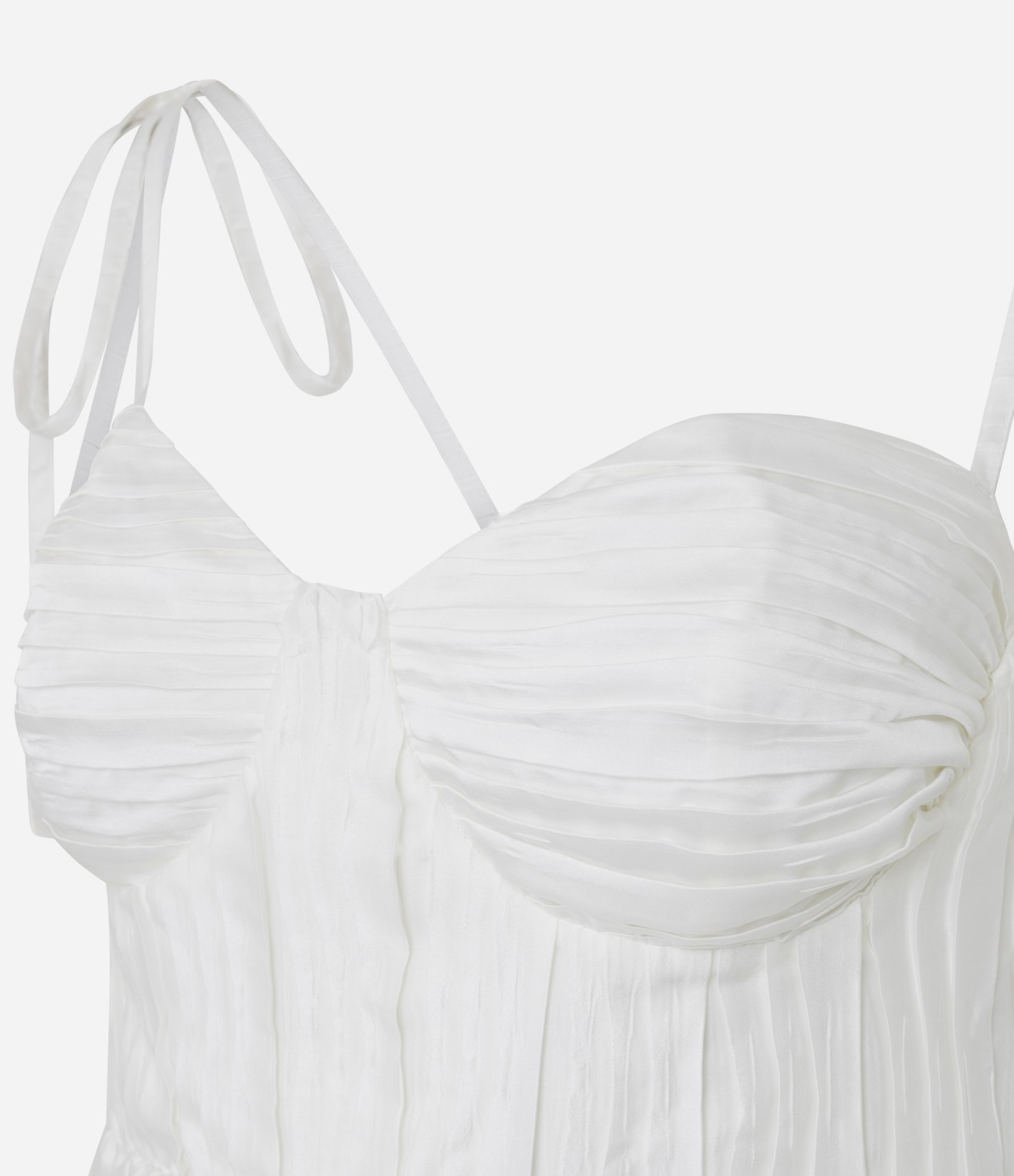 Blusa Peplum Corsetada em Cetim Texturizado com Alças para Amarração Branco 6