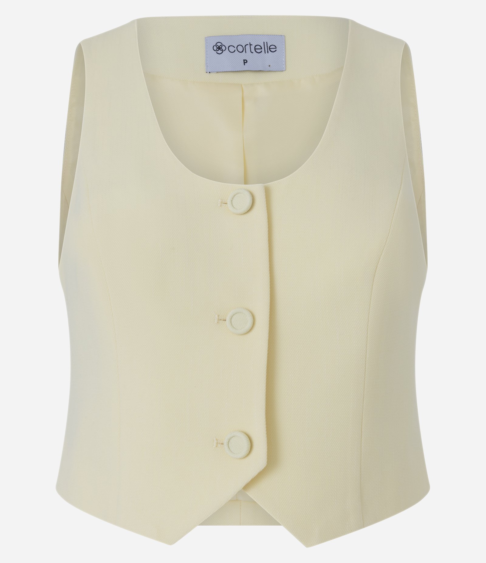 Colete Cropped Alfaiatado com Textura e Botões Amarelo 5