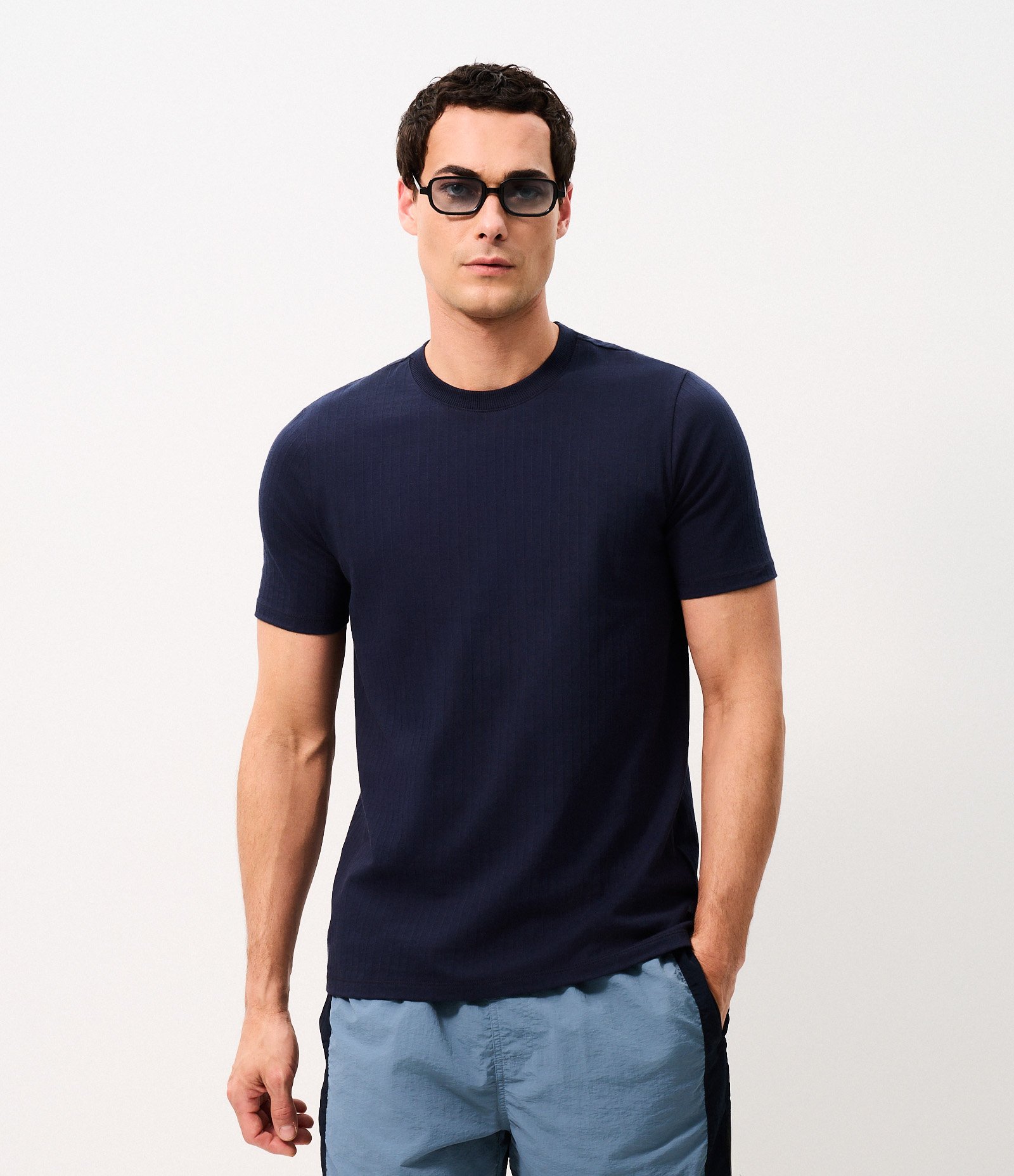 Camiseta Slim em Algodão Azul 1
