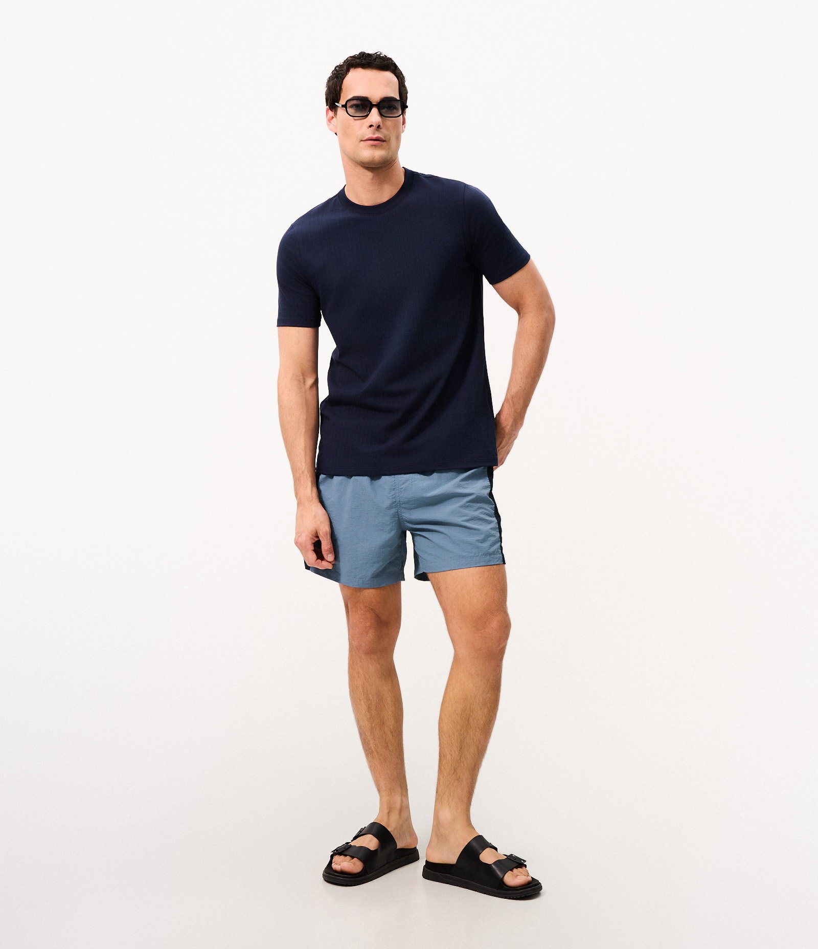 Camiseta Slim em Algodão Azul 2