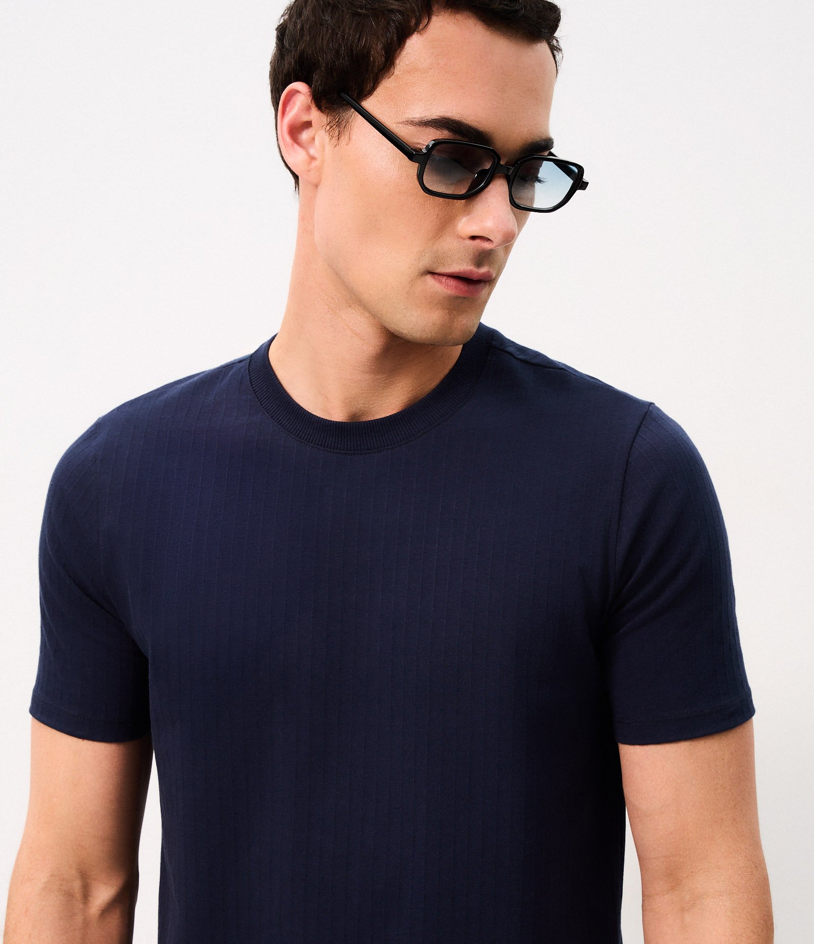 Camiseta Slim em Algodão Azul 4