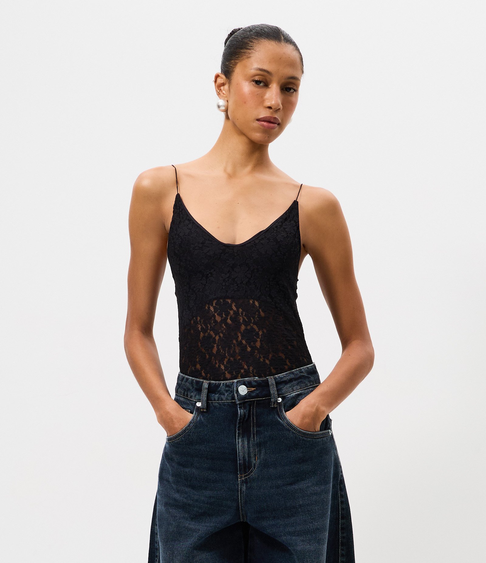 Body de Alcinha em Renda Texturizada Preto 1