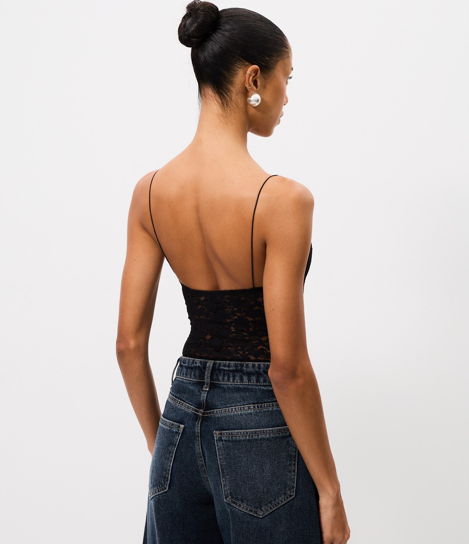 Body de Alcinha em Renda Texturizada Preto 4